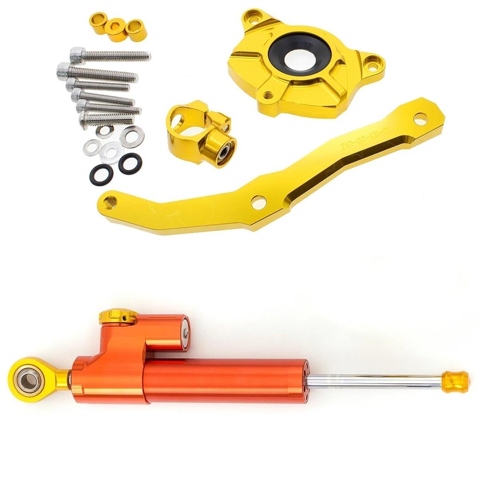 Motorradhalterung Einstellbarer Motorrad Lenkung Dämpfer Stabilisieren Dämpfer Halterung Montage Kit Für Kawasaki Für Z1000 2010-2013 CNC Stoßdämpfer CNC-Montagesatz(Orange) von LNMLRBXEXZ