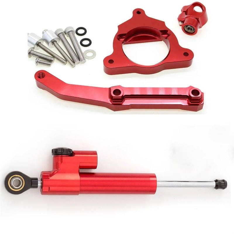 Motorradhalterung Einstellbarer Motorrad Lenkung Dämpfer Stabilisieren Dämpfer Halterung Montage Kit Für Kawasaki Für Z800 2013-2018 CNC Stoßdämpfer CNC-Montagesatz(Red) von LNMLRBXEXZ