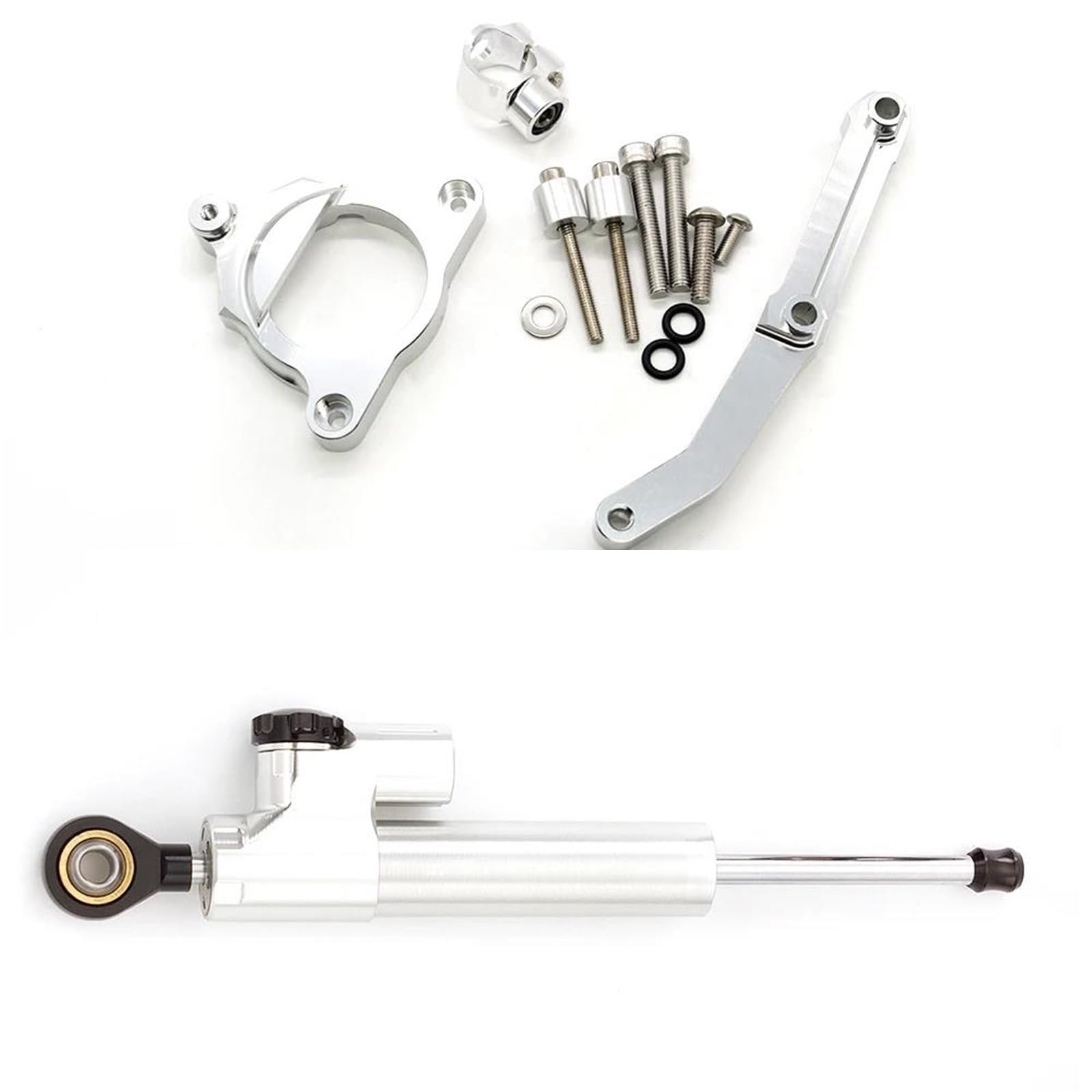 Motorradhalterung Einstellbarer Motorrad Lenkung Dämpfer Stabilisieren Dämpfer Halterung Montage Kit Für Kawasaki Für Z800 2013-2018 CNC Stoßdämpfer CNC-Montagesatz(Silver) von LNMLRBXEXZ