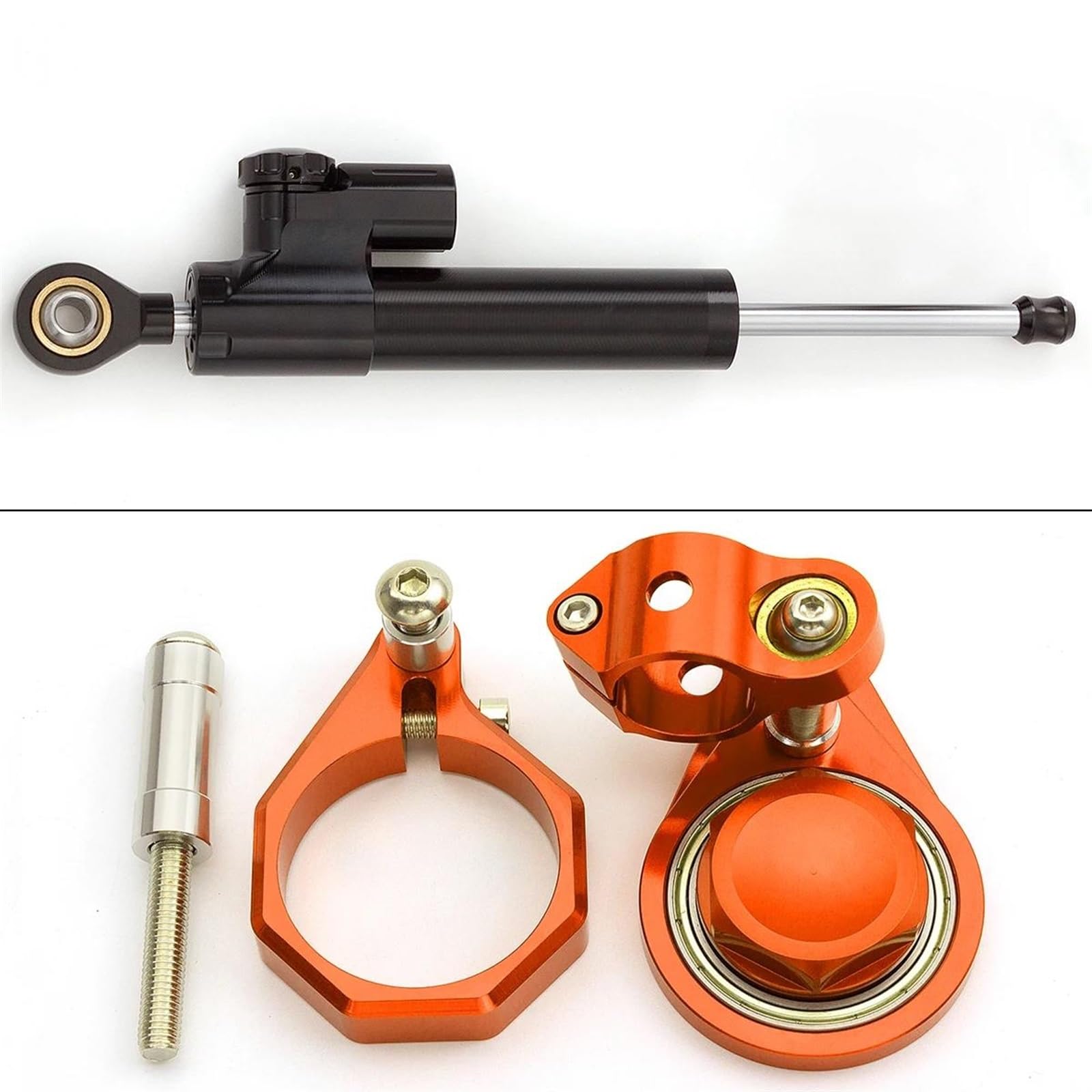 Motorradhalterung Einstellbarer Motorrad Lenkung Stabilisator Dämpfer Halterung Mount Kit Für Suzuki Für GSXR600 2006 Einstellbar Stoßdämpfer CNC-Montagesatz(Orange) von LNMLRBXEXZ