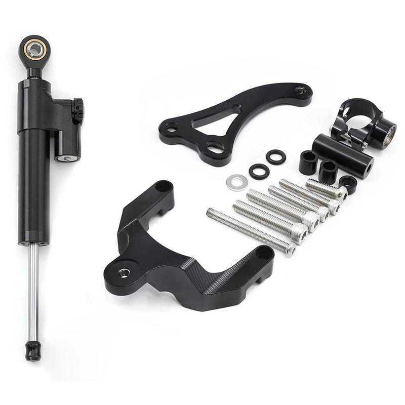 Motorradhalterung Einstellbarer Motorrad-Lenkungsdämpfer-Stabilisatorhalterung CNC-Aluminium-Montagehalterungssatzhalter Für Suzuki Für GSR600 2006-2010 Stoßdämpfer CNC-Montagesatz(Black Set) von LNMLRBXEXZ