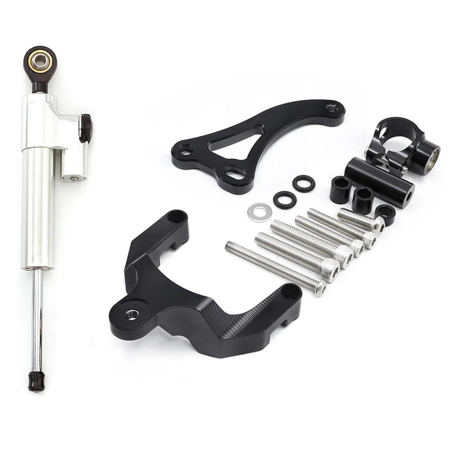 Motorradhalterung Einstellbarer Motorrad-Lenkungsdämpfer-Stabilisatorhalterung CNC-Aluminium-Montagehalterungssatzhalter Für Suzuki Für GSR600 2006-2010 Stoßdämpfer CNC-Montagesatz(Silver Set) von LNMLRBXEXZ