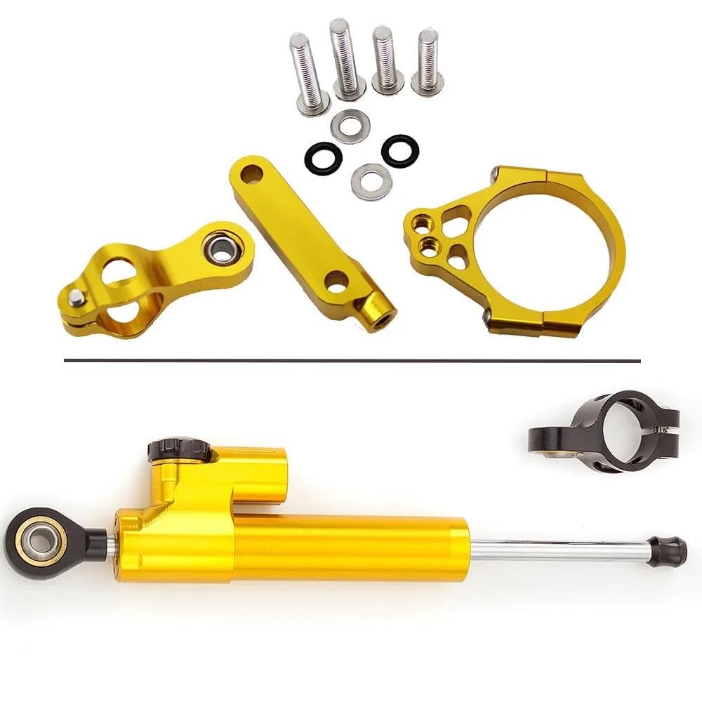 Motorradhalterung Einstellbarer Motorrad Stabilisator Dämpfer Lenkung Montage Halterung Halter Unterstützung Kit Set Für Kawasaki Für 1000 2012-2016 Stoßdämpfer CNC-Montagesatz(Gold) von LNMLRBXEXZ