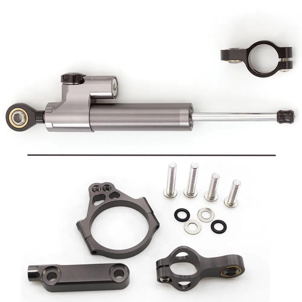 Motorradhalterung Einstellbarer Motorrad Stabilisator Dämpfer Lenkung Montage Halterung Halter Unterstützung Kit Set Für Kawasaki Für 1000 2012-2016 Stoßdämpfer CNC-Montagesatz(Gray) von LNMLRBXEXZ