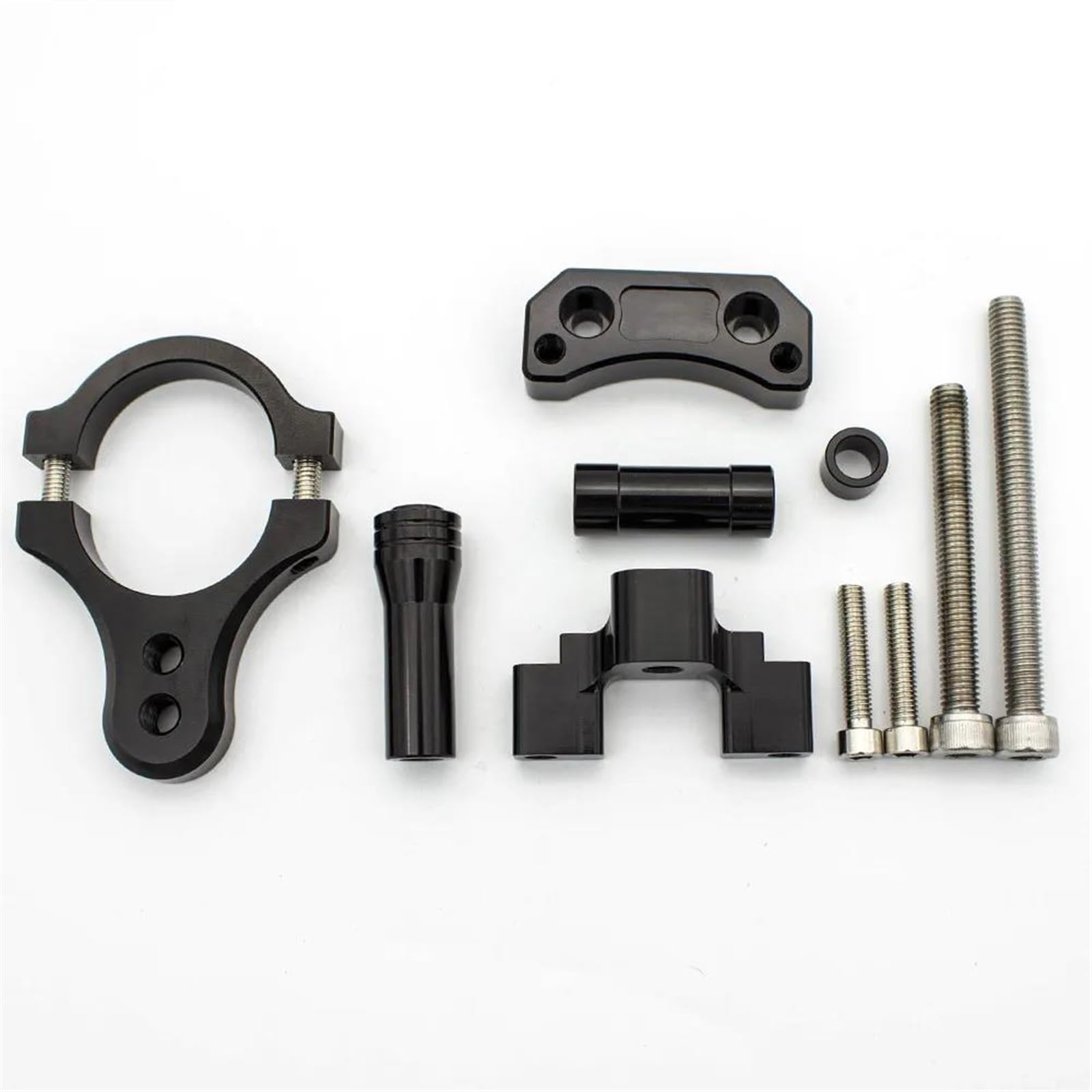 Motorradhalterung Einstellbarer Motorrad Stabilisator Lenkung Dämpfer 50mm Clamp Montage Halterung Unterstützung Kit Für G-Booster Für Roller CNC Stoßdämpfer CNC-Montagesatz(Black Bracket) von LNMLRBXEXZ