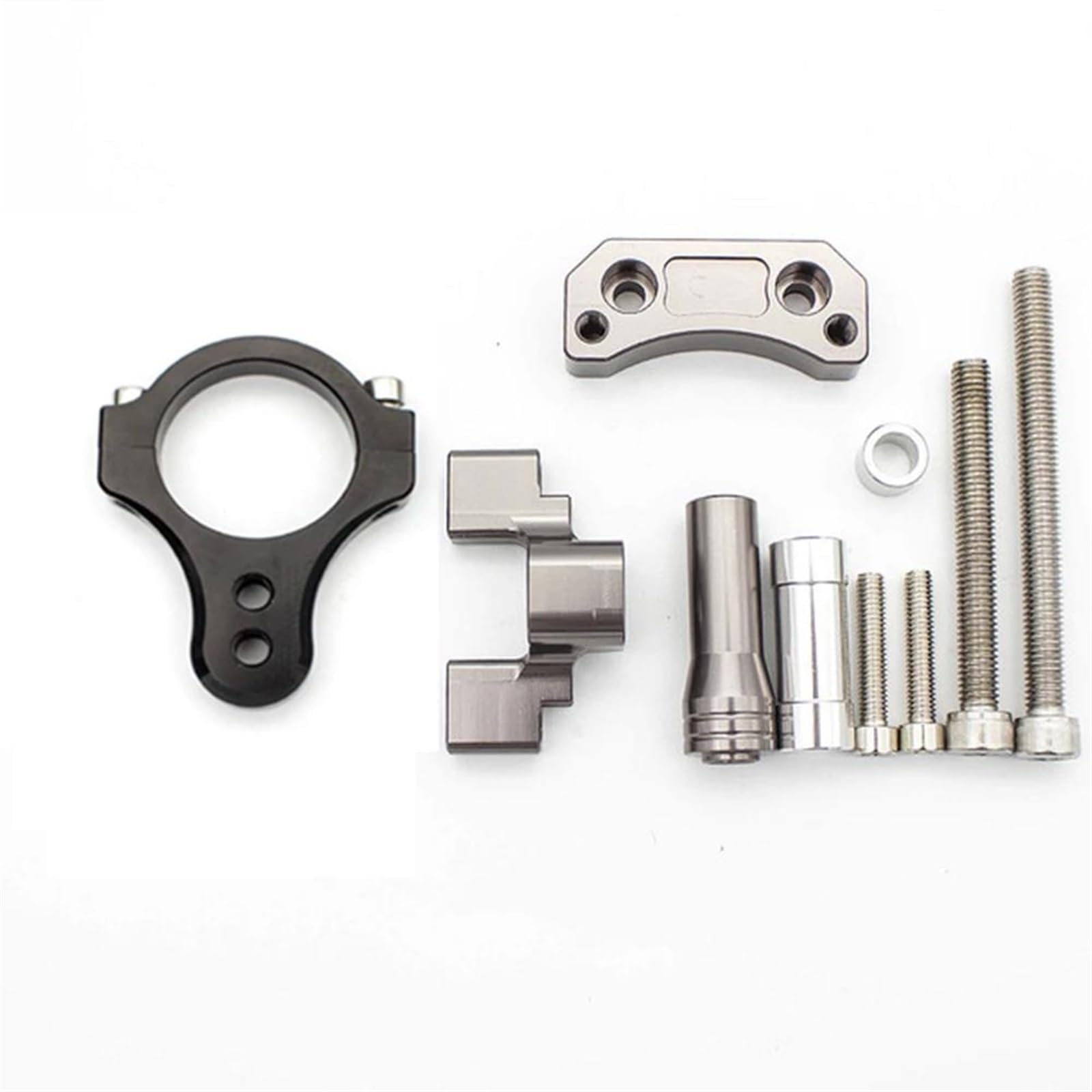 Motorradhalterung Einstellbarer Motorrad Stabilisator Lenkung Dämpfer 50mm Clamp Montage Halterung Unterstützung Kit Für G-Booster Für Roller CNC Stoßdämpfer CNC-Montagesatz(Gray Bracket) von LNMLRBXEXZ