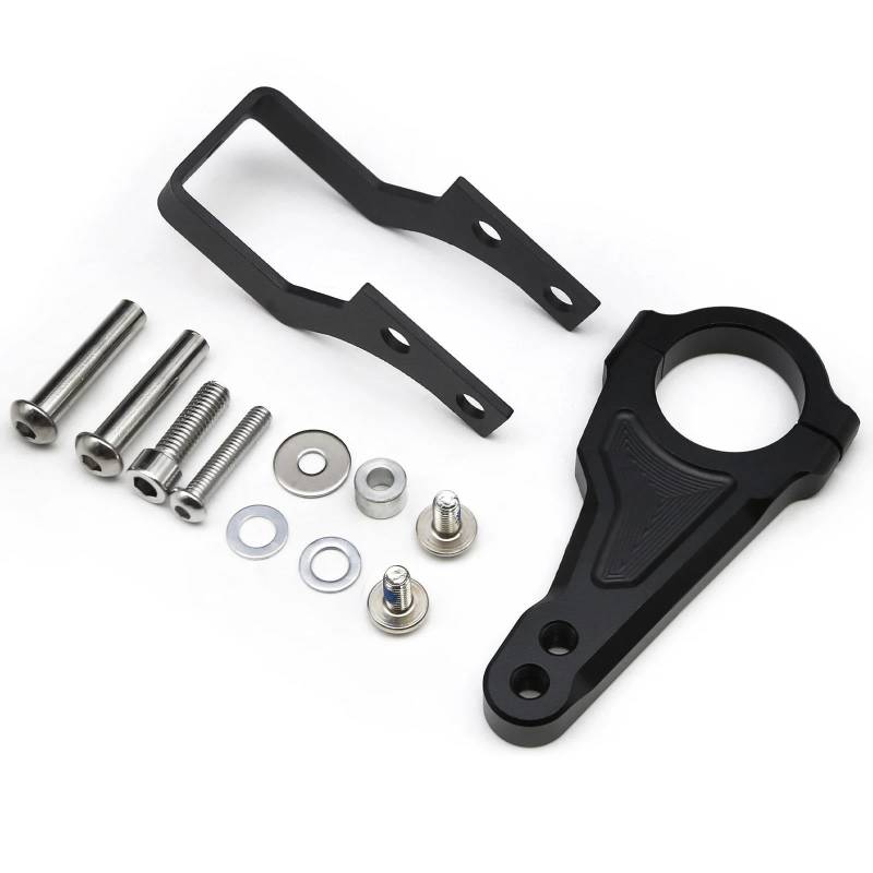 Motorradhalterung Einstellbarer Stabilisator Dämpfer Lenkung Mount Montage Halterung Halter Unterstützung Kit Set Für 11 Zoll Roller CNC Stoßdämpfer CNC-Montagesatz(Black Bracket) von LNMLRBXEXZ