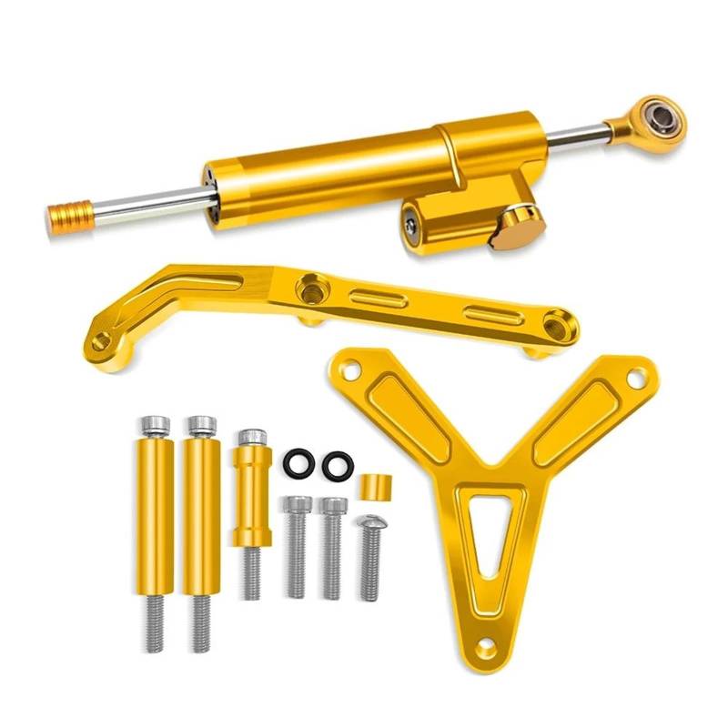 Motorradhalterung Einstellbarer Zubehör Motorrad Stabilisator Lenkung Dämpfer Halterung Unterstützung Montage Kit Mt 09 Für Tracer 9 900 Für MT09 2021 2022 2023 Stoßdämpfer CNC-Montagesatz(Gold) von LNMLRBXEXZ