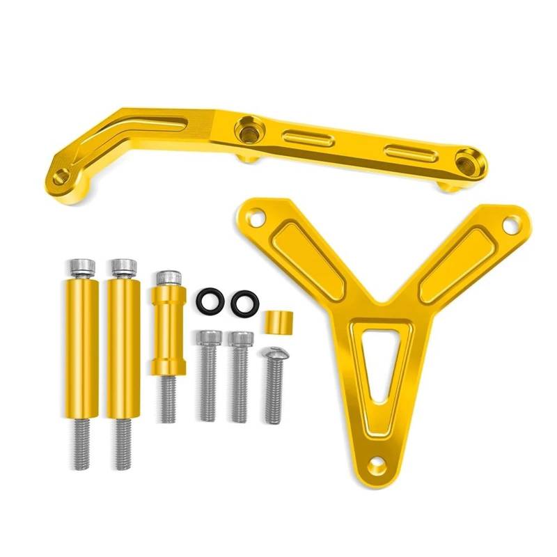 Motorradhalterung Einstellbarer Zubehör Motorrad Stabilisator Lenkung Dämpfer Halterung Unterstützung Montage Kit Mt 09 Für Tracer 9 900 Für MT09 2021 2022 2023 Stoßdämpfer CNC-Montagesatz(Gold 1) von LNMLRBXEXZ