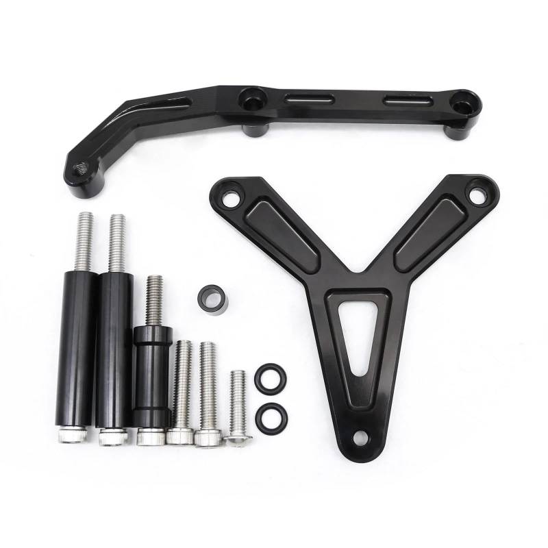 Motorradhalterung einstellbarer Aluminium Carbon Motorrad Lenkung Dämpfer Stabilisator Halterung Montage Unterstützung Kit Für FJ-09 MT-09 Für Tracer 2021-2023 CNC Stoßdämpfer CNC-Montagesatz(Black br von LNMLRBXEXZ