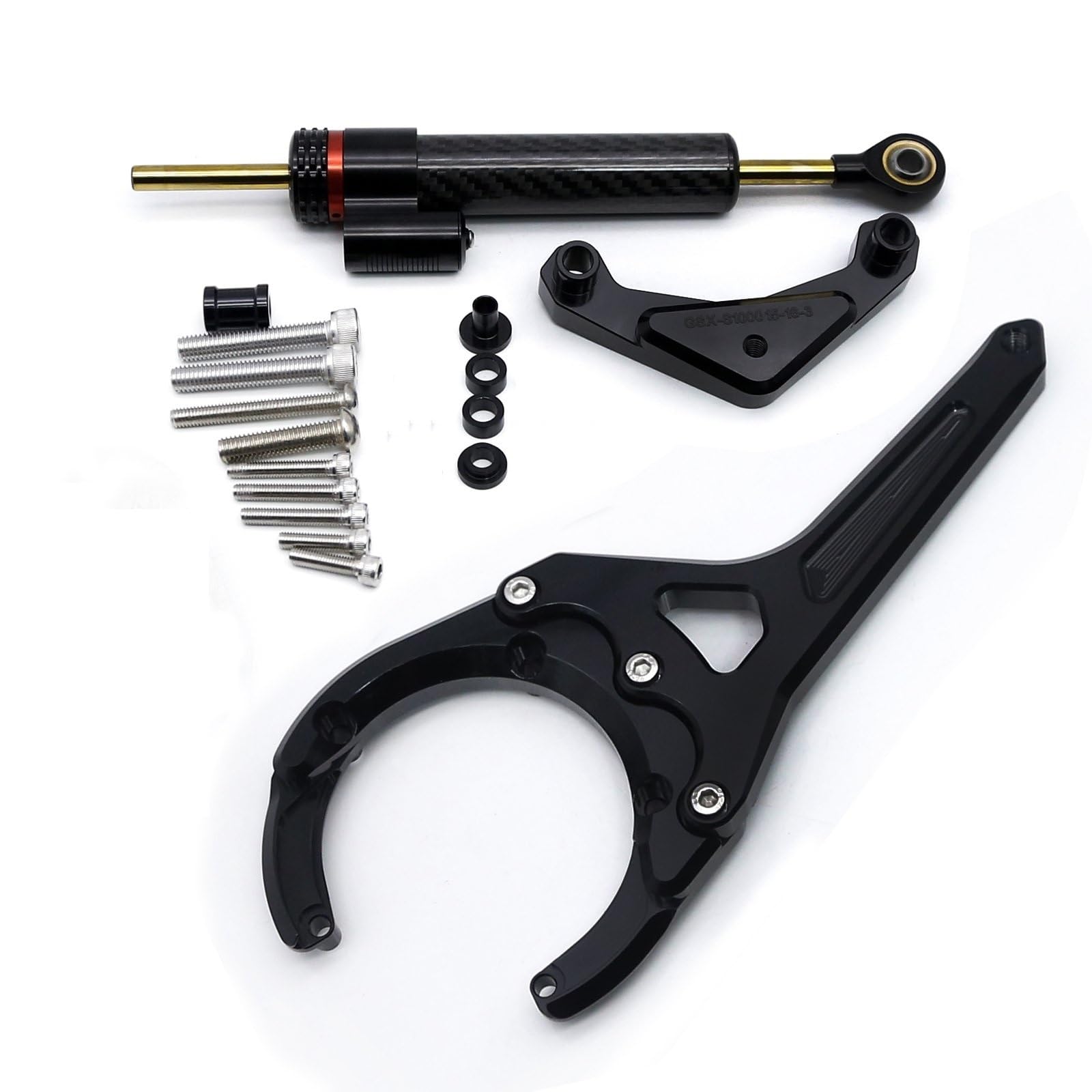 Motorradhalterung einstellbarer Faser Carbon Lenkungsdämpfer Stabilisator Halterung Montagesatz Für Suzuki Für GSXS GSX-S 1000 Für GSXS1000 Für GSX S1000 F 2016-2023 2024 Stoßdämpfer CNC-Montagesatz(T von LNMLRBXEXZ