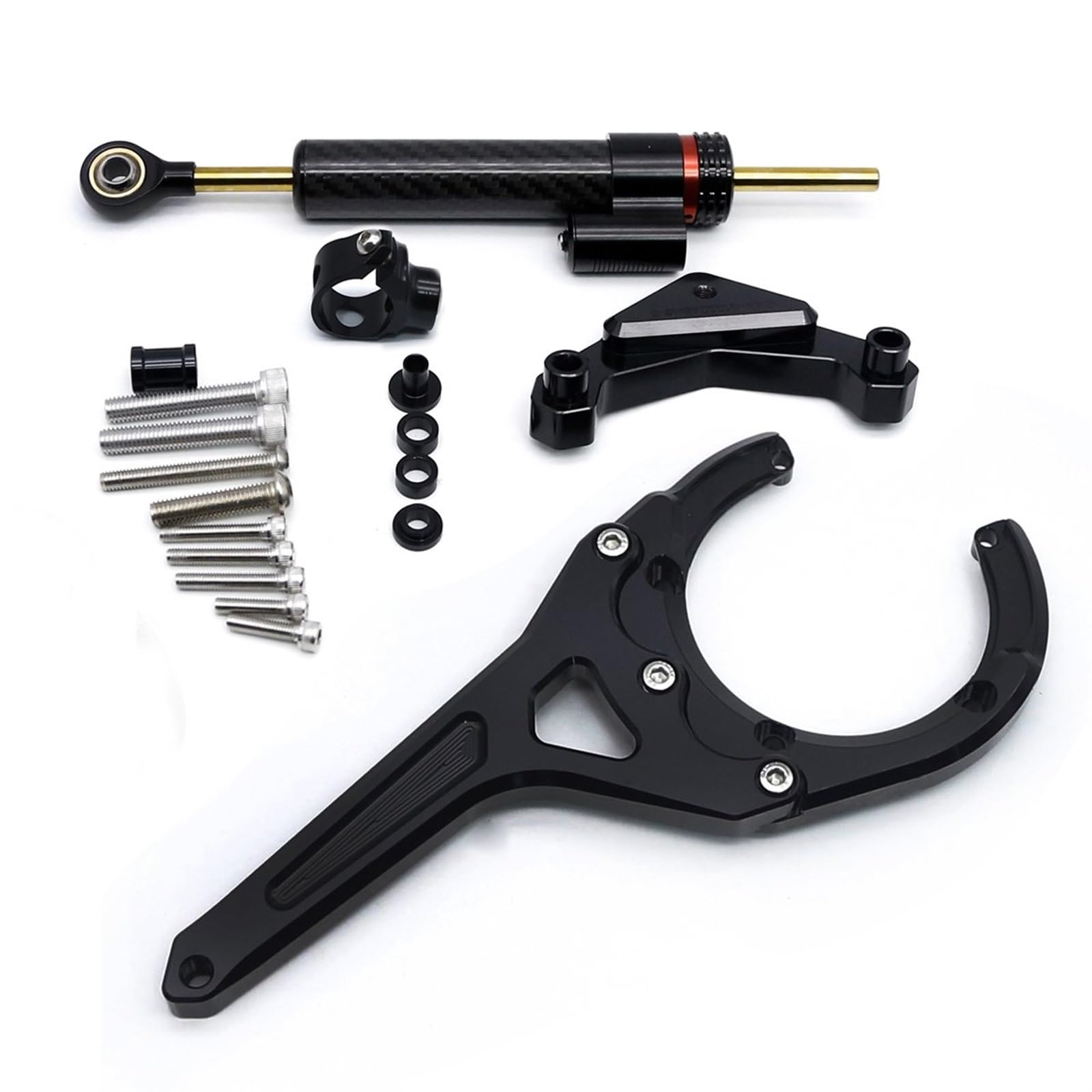 Motorradhalterung einstellbarer Lenkungsdämpfer Stabilisator Halterung Unterstützung Mount Kit Für Suzuki FÜR GSXS 1000/F FÜR GSXS1000 Für GSX-S1000F 2016-2023 2024 Stoßdämpfer CNC-Montagesatz(Type-B) von LNMLRBXEXZ