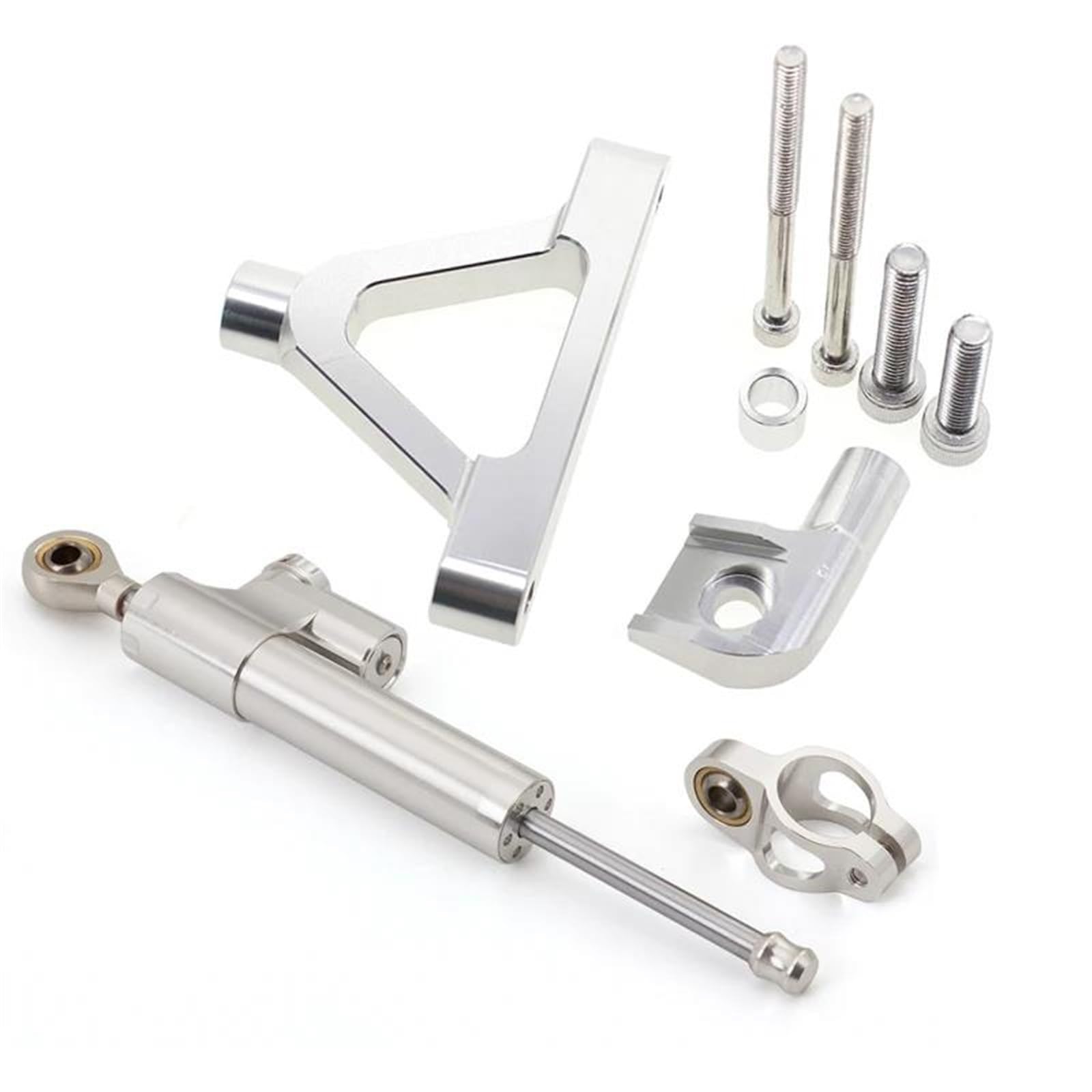 Motorradhalterung einstellbarer Motorräder Lenkung Stabilisieren Dämpfer Halterung Montieren Montage Unterstützung Halter Kit Set Für KAWASAKI Für ZX6R 2007-2008 Stoßdämpfer CNC-Montagesatz(Silver set von LNMLRBXEXZ