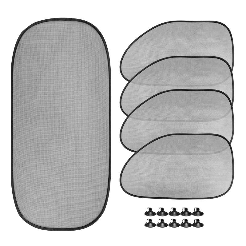 Autofenster Sonnenschutz Kinder, LNSYSNS 4 Stück Sonnenschutz Auto Seitenscheibe mit 10 Saugnäpfen, 1 Sonnenschutz Auto Hinten Blockieren Sie Effektiv UV-Strahlen, für Autofenster-Verdunkelung von LNSYSNS
