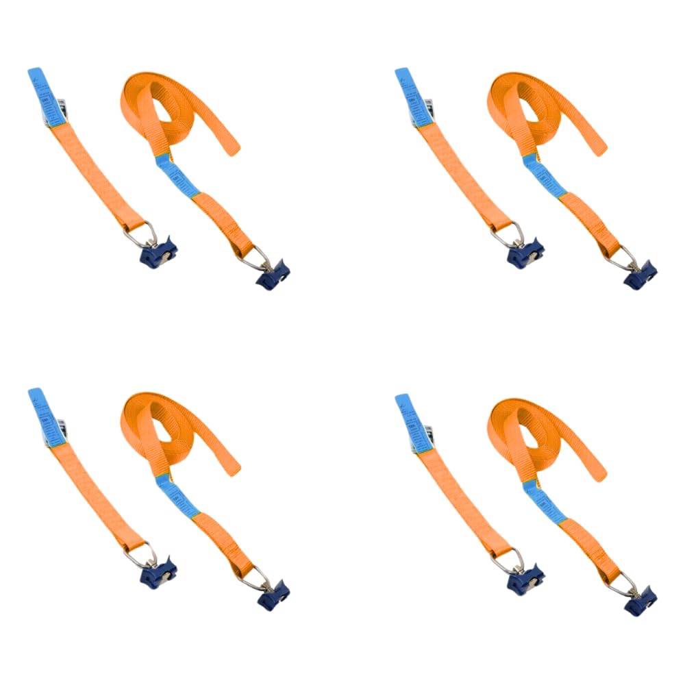 LOADCARE 4er Set 4m Zweiteiliger Spanngurt mit Klemmschloss Befestigungsgurt Schnellspanngurt für Airlineschine Zurrschiene 175 daN (orange) von LOADCARE