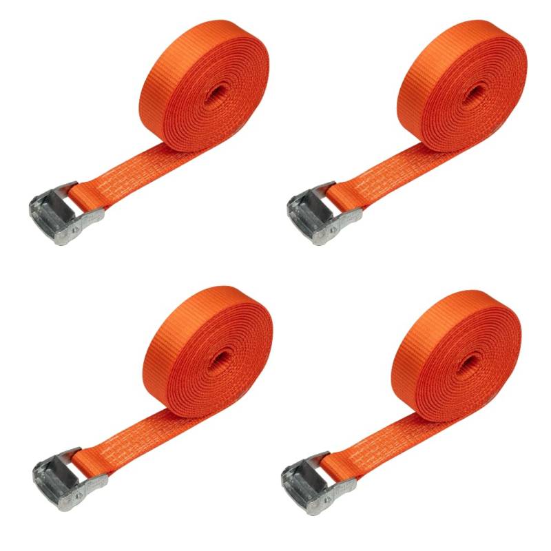 LOADCARE 4er Set Spanngurte mit Klemmschloss Befestigungsgurt Schnellspanngurt 35 mm breit Klemmschlossgurt einteiliger Zurrgurt 900daN (Orange, 5 m) von LOADCARE