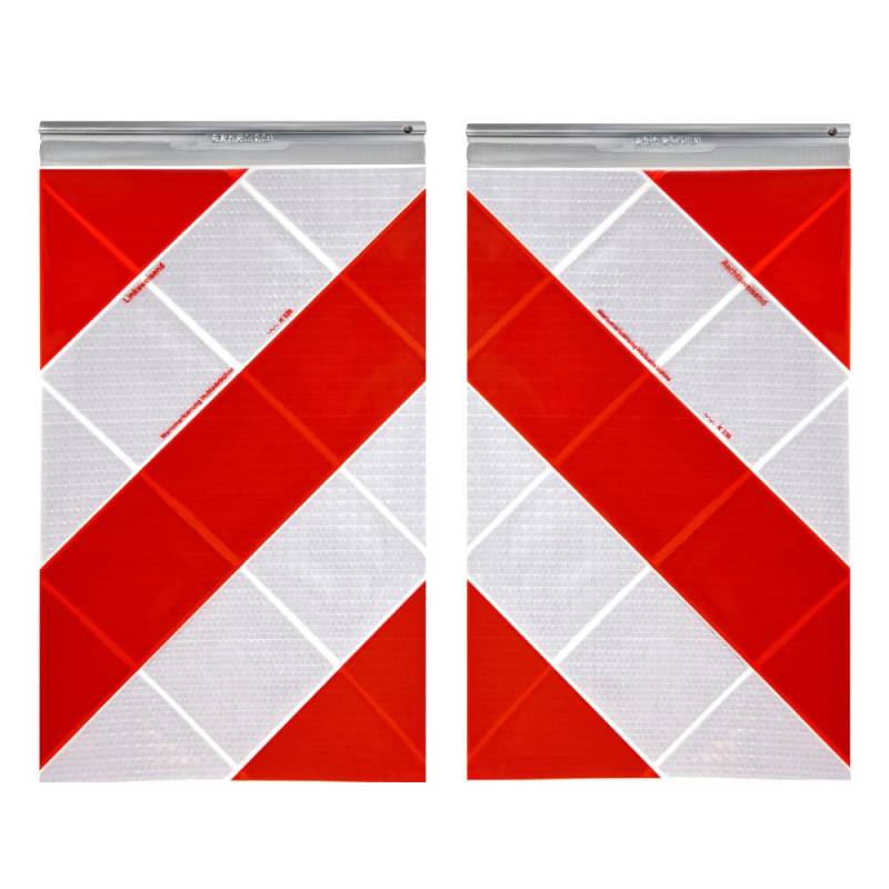 LOADCARE Set Warnmarkierung ALU Hubladebühnen 250x400mm linksweisend & rechtsweisend Warnflagge Rot Weiß Ladebordwand von LOADCARE