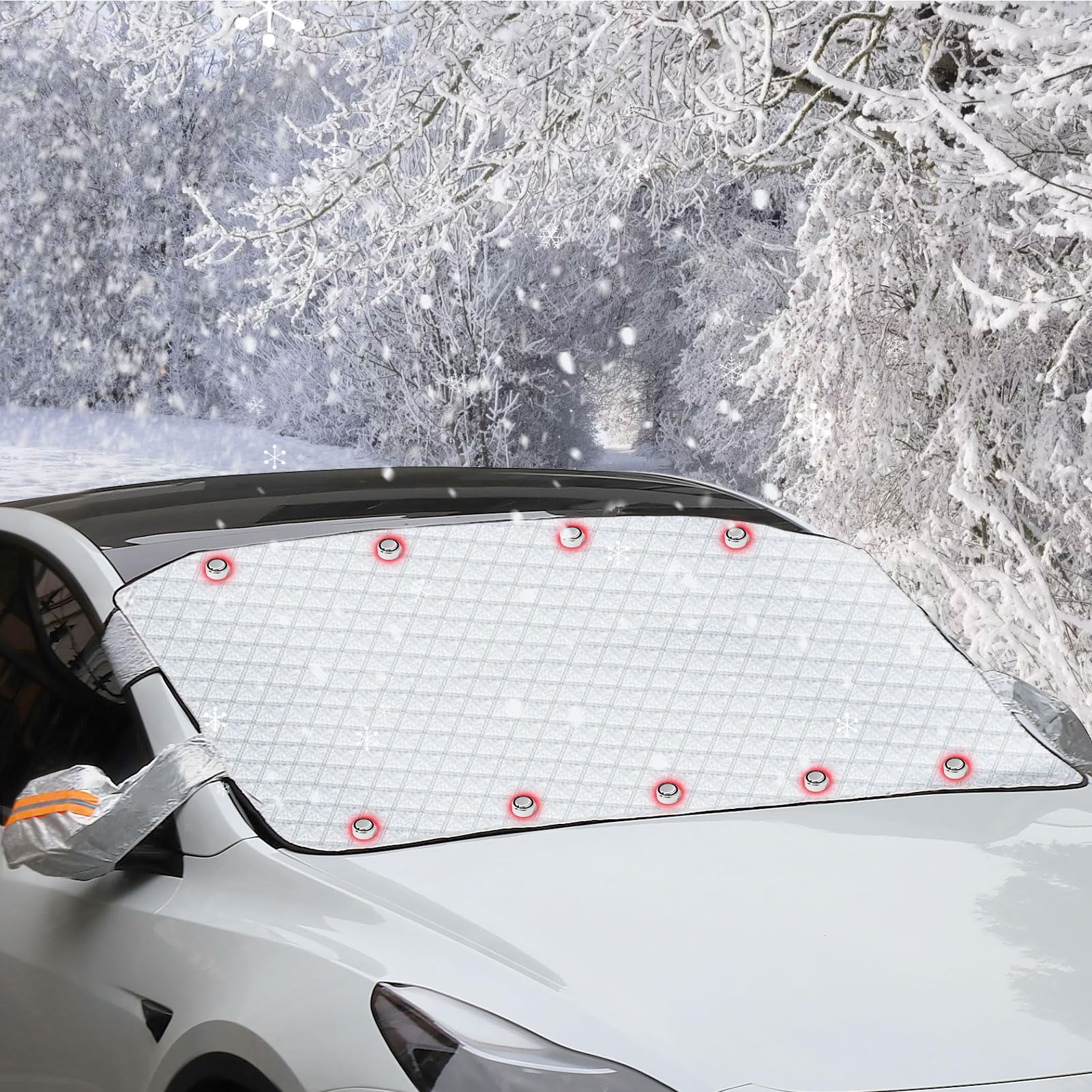 Frontscheibenabdeckung Auto winter Scheibenabdeckung Abdeckung winter Frontscheiben abdeckung windschutzscheibe Faltbar, Schnee, Frost, Sonne, Staub Extra dicke Schutzhülle für die Windschutzscheibe von LOCOPOW