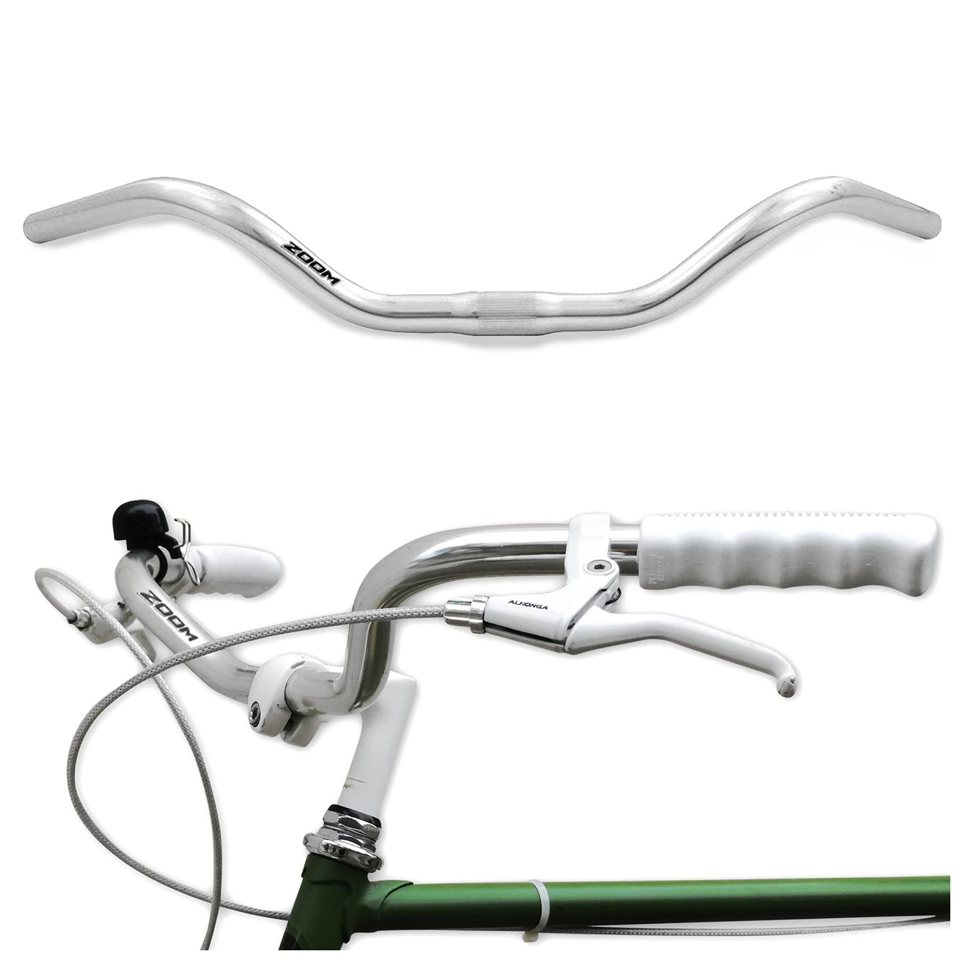 City-Bike Fahrradlenker Ergonomischer für Damenrad & Herrenrad Lenker Fahrrad Silber Aluminium Retro Lenkstange Damenfahrrad Herrenfahrrad Cruiser Fahrrad Beachcruiser Breit von LOEVELOSI