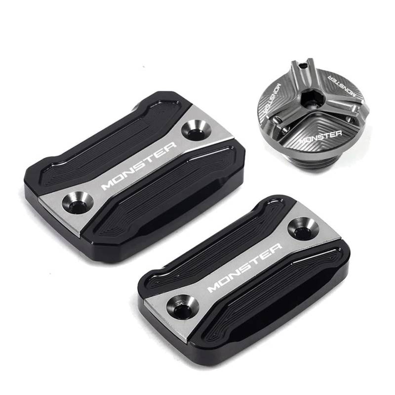 Für Ducati Monster 821 796 795 696 695 Motorradzubehör Deckel Für Vorderen Kupplungs-Bremsflüssigkeitsbehälter Öleinfülldeckel(1 Set-Grey) von LOFIRY