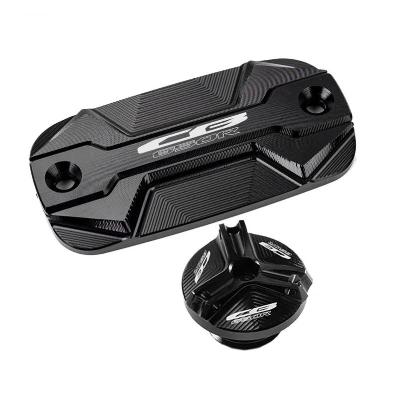 Für HON@&DA CB650R CB 650R 2019-2023 Motorradzubehör CNC-Bremsflüssigkeitsbehälterdeckel Vorn Motoröl-Einfülldeckel(1 Set-Black) von LOFIRY