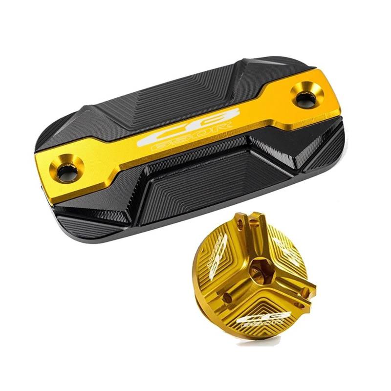 Für HON@&DA CB650R CB 650R 2019-2023 Motorradzubehör CNC-Bremsflüssigkeitsbehälterdeckel Vorn Motoröl-Einfülldeckel(1 Set-Gold) von LOFIRY