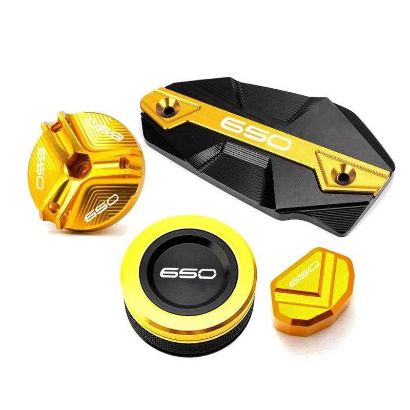 Für Ka@&wasaki Z650 Ninja 650 Z 650 Motorradzubehör, Hintere Vordere Bremsflüssigkeitsdeckel, Öleinfülldeckel, Schalterknopf(4 pcs-Gold) von LOFIRY