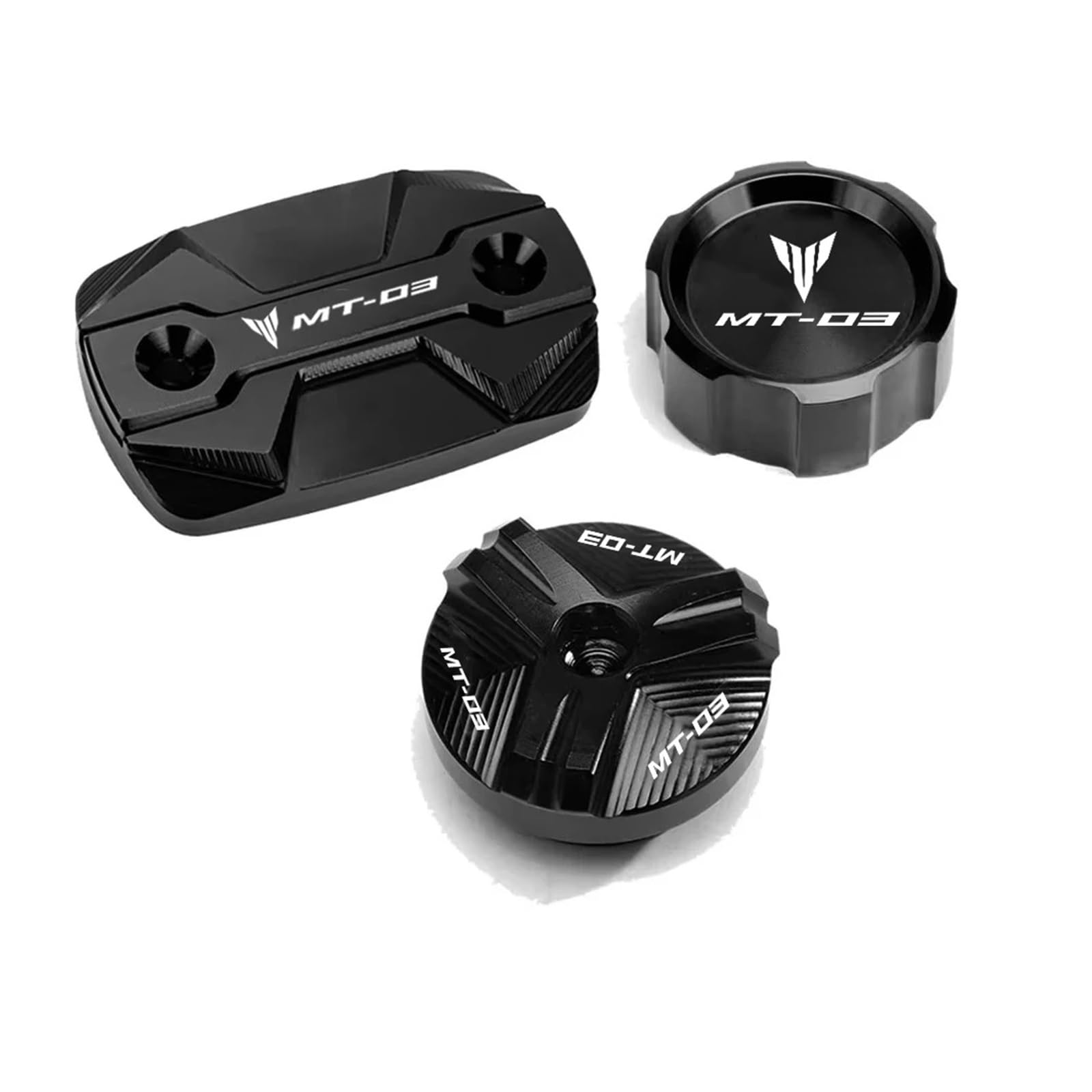 Für YA@&MAHA MT03 YZFR3 YZF R3 MT-03 2015-2024 Motorrad-Öleinfülldeckel Für Vorderen Und Hinteren Bremsflüssigkeitsbehälter(3-Black) von LOFIRY