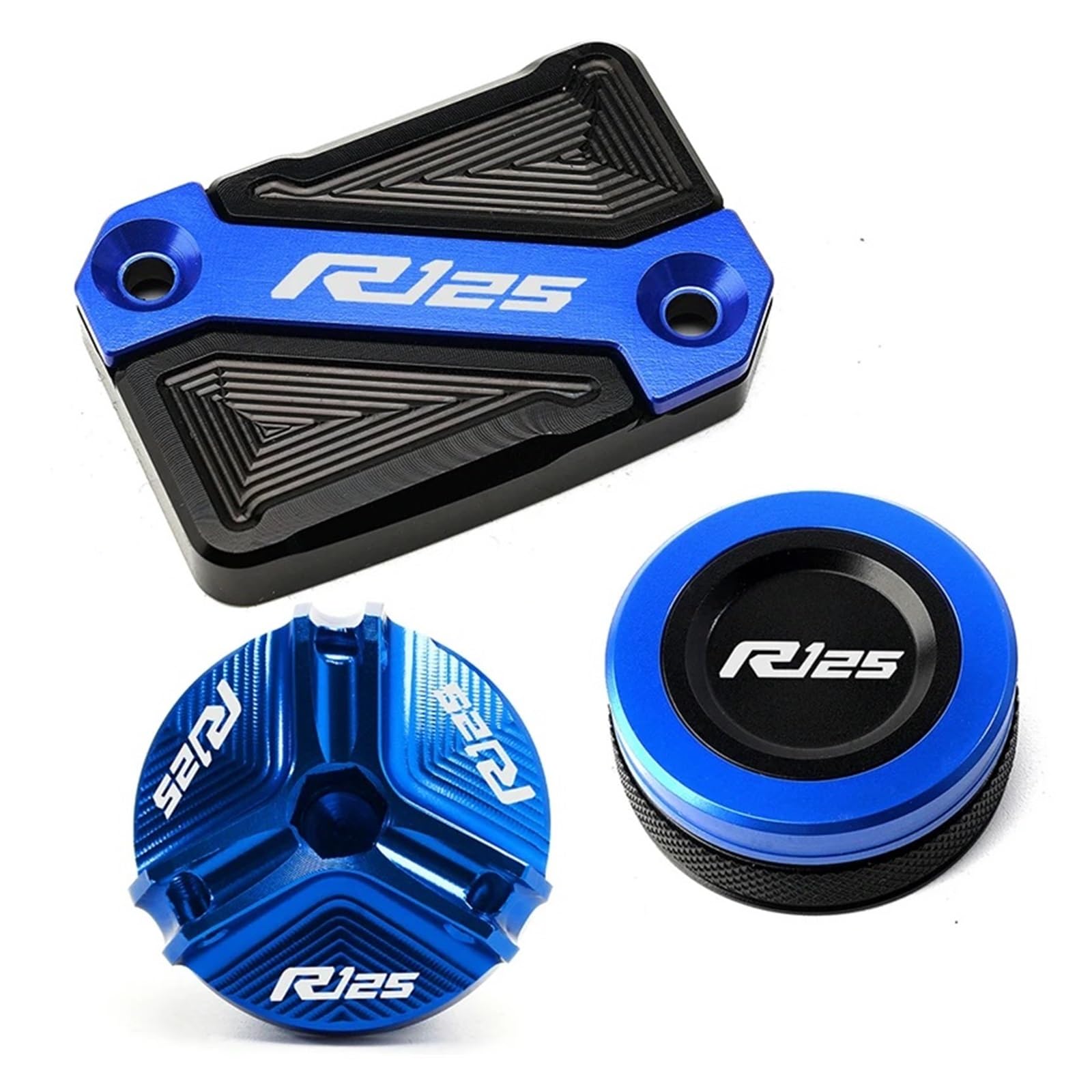 Für YA@&MAHA YZF R125 YZFR125 2008-2023 Motorrad CNC-Zylinderabdeckung Vorne Hinten Bremsflüssigkeitsbehälterdeckel Öleinfülldeckel(7) von LOFIRY