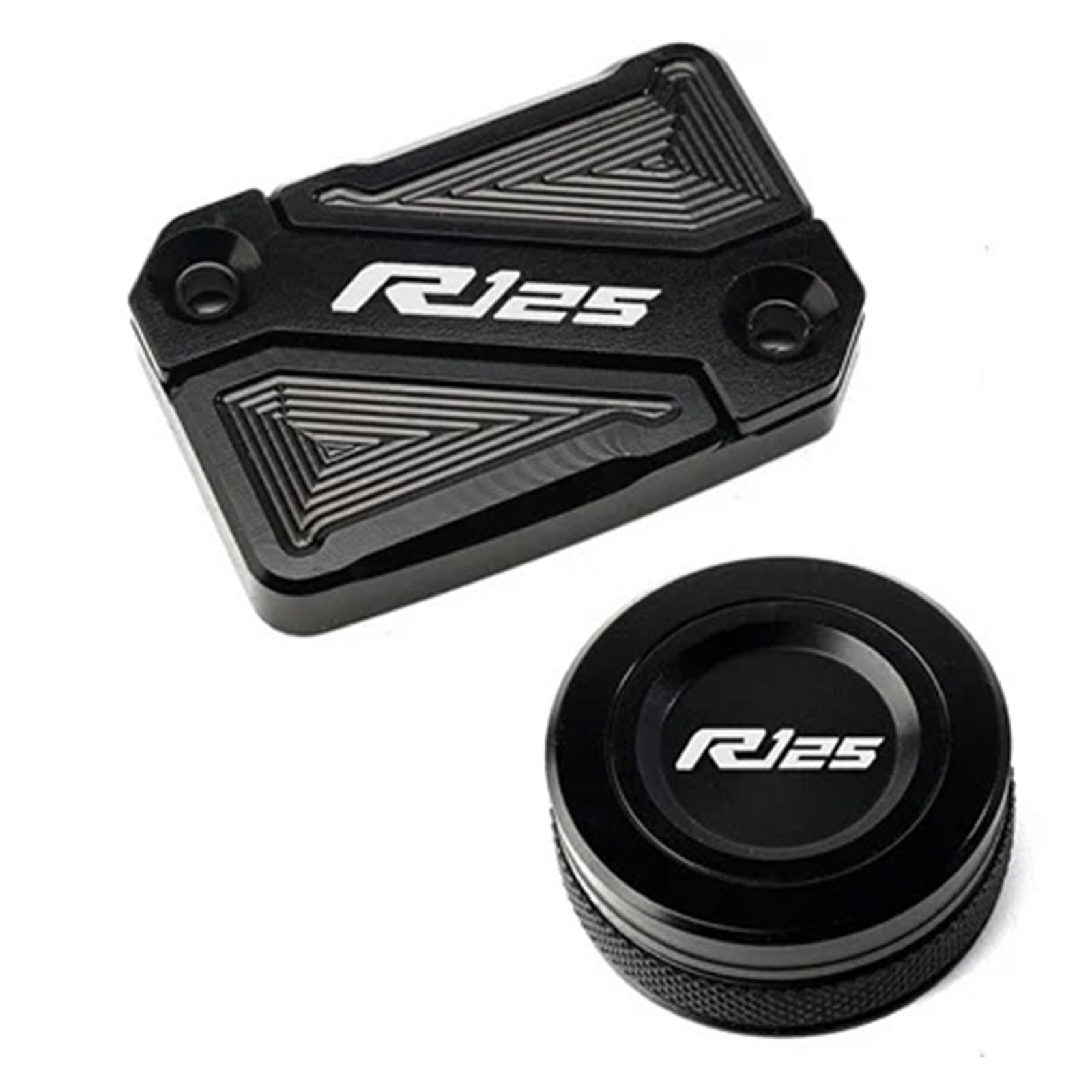 Für YA@&MAHA YZF R125 YZFR125 2008-2023 Motorrad CNC-Zylinderabdeckung Vorne Hinten Bremsflüssigkeitsbehälterdeckel Öleinfülldeckel(Reservoir Caps-Black) von LOFIRY