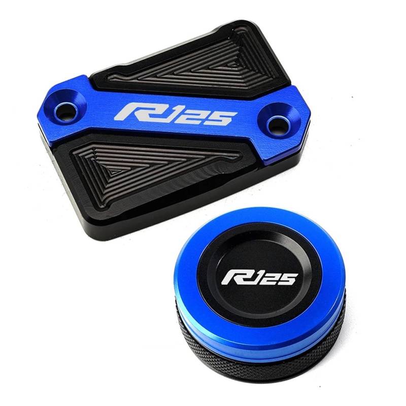 Für YA@&MAHA YZF R125 YZFR125 2008-2023 Motorrad CNC-Zylinderabdeckung Vorne Hinten Bremsflüssigkeitsbehälterdeckel Öleinfülldeckel(Reservoir Caps-Blue) von LOFIRY