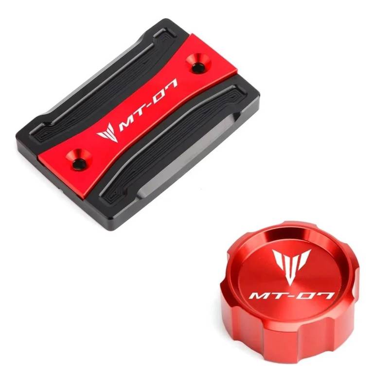 Für Ya@&maha MT07 2024 2023 Zubehör MT 07 FZ07 2014-2024 2022 Motorrad Vorne Hinten Bremsflüssigkeitsbehälterdeckel Motoröldeckel(2-Red) von LOFIRY