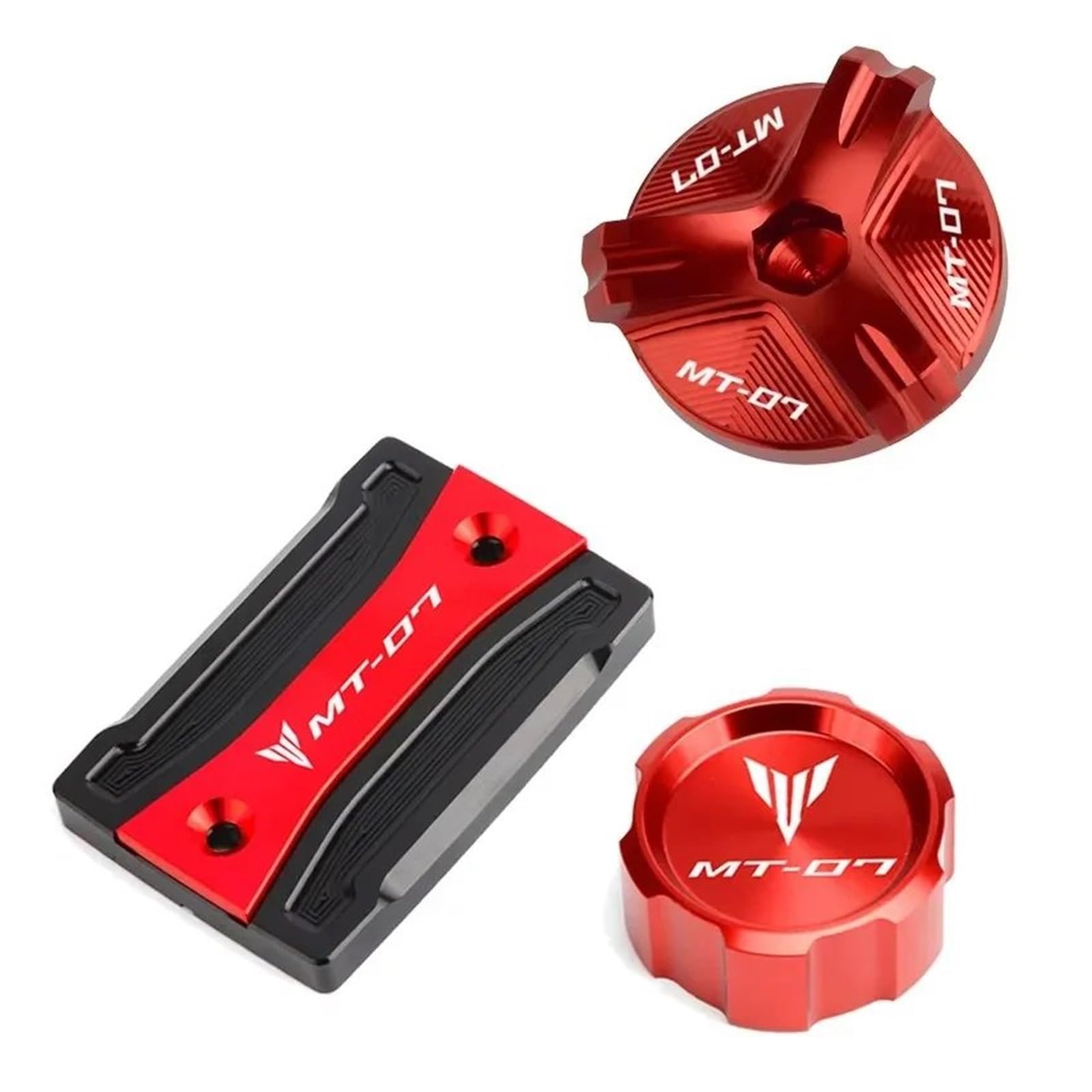 Für Ya@&maha MT07 2024 2023 Zubehör MT 07 FZ07 2014-2024 2022 Motorrad Vorne Hinten Bremsflüssigkeitsbehälterdeckel Motoröldeckel(3-Red) von LOFIRY