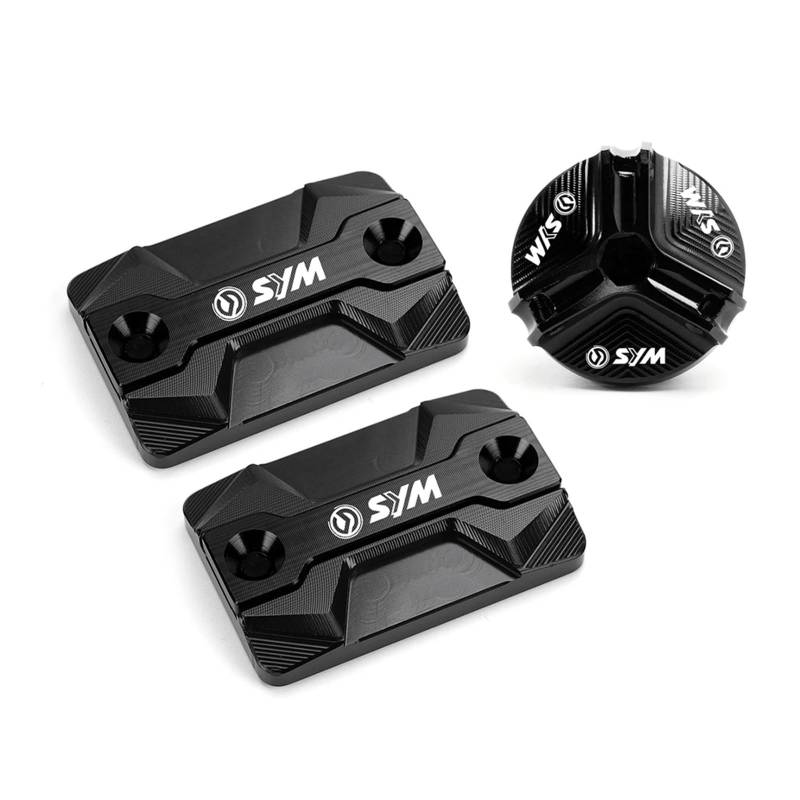 LOFIRY Für SY@&M CRUISYM 300 GTS 300i 250 JOYMAX Z 125 250 300 JETX 150 Motorrad CNC-Bremsflüssigkeitsbehälterdeckel Vorn Öleinfülldeckel(1Set-Black) von LOFIRY