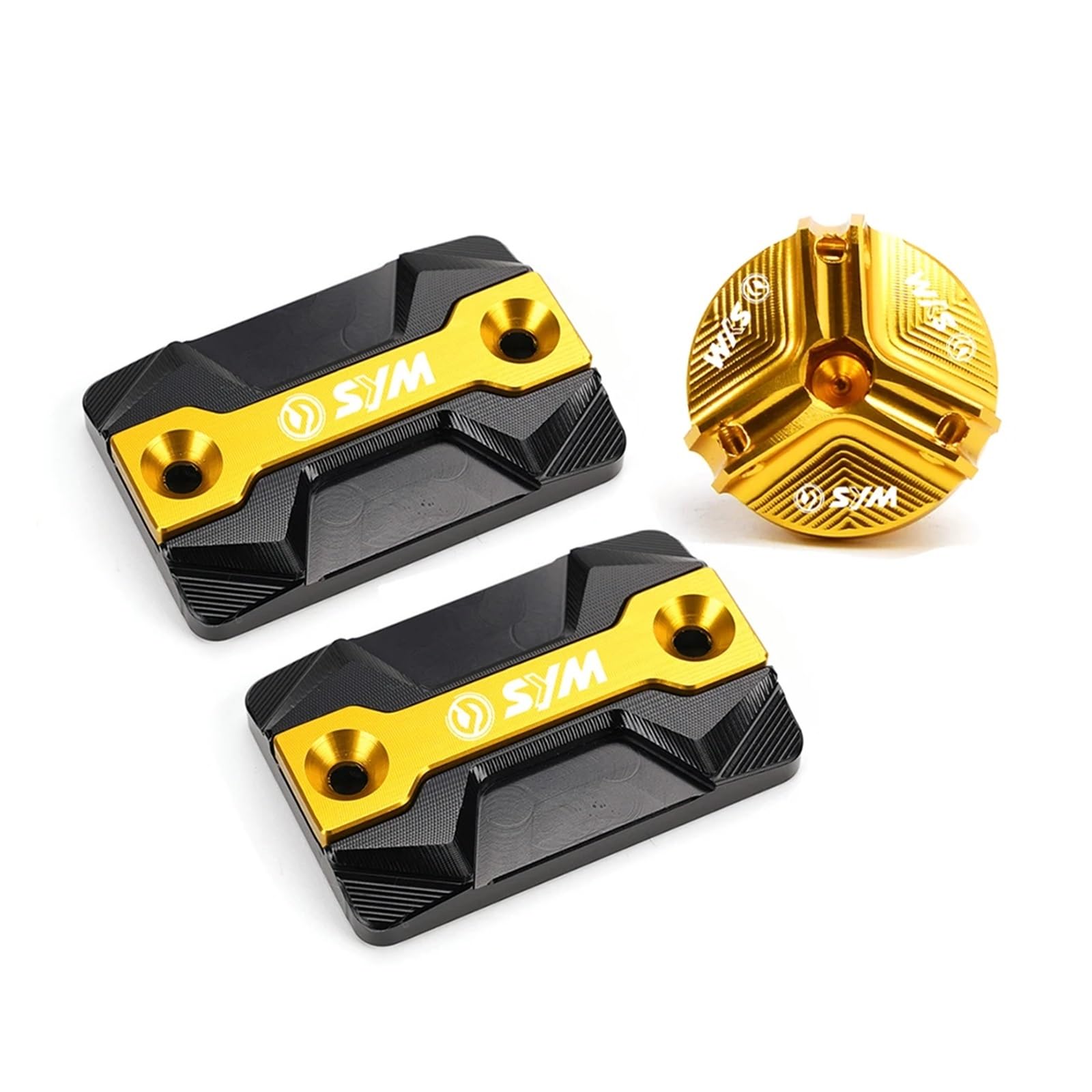 LOFIRY Für SY@&M CRUISYM 300 GTS 300i 250 JOYMAX Z 125 250 300 JETX 150 Motorrad CNC-Bremsflüssigkeitsbehälterdeckel Vorn Öleinfülldeckel(1Set-Gold) von LOFIRY