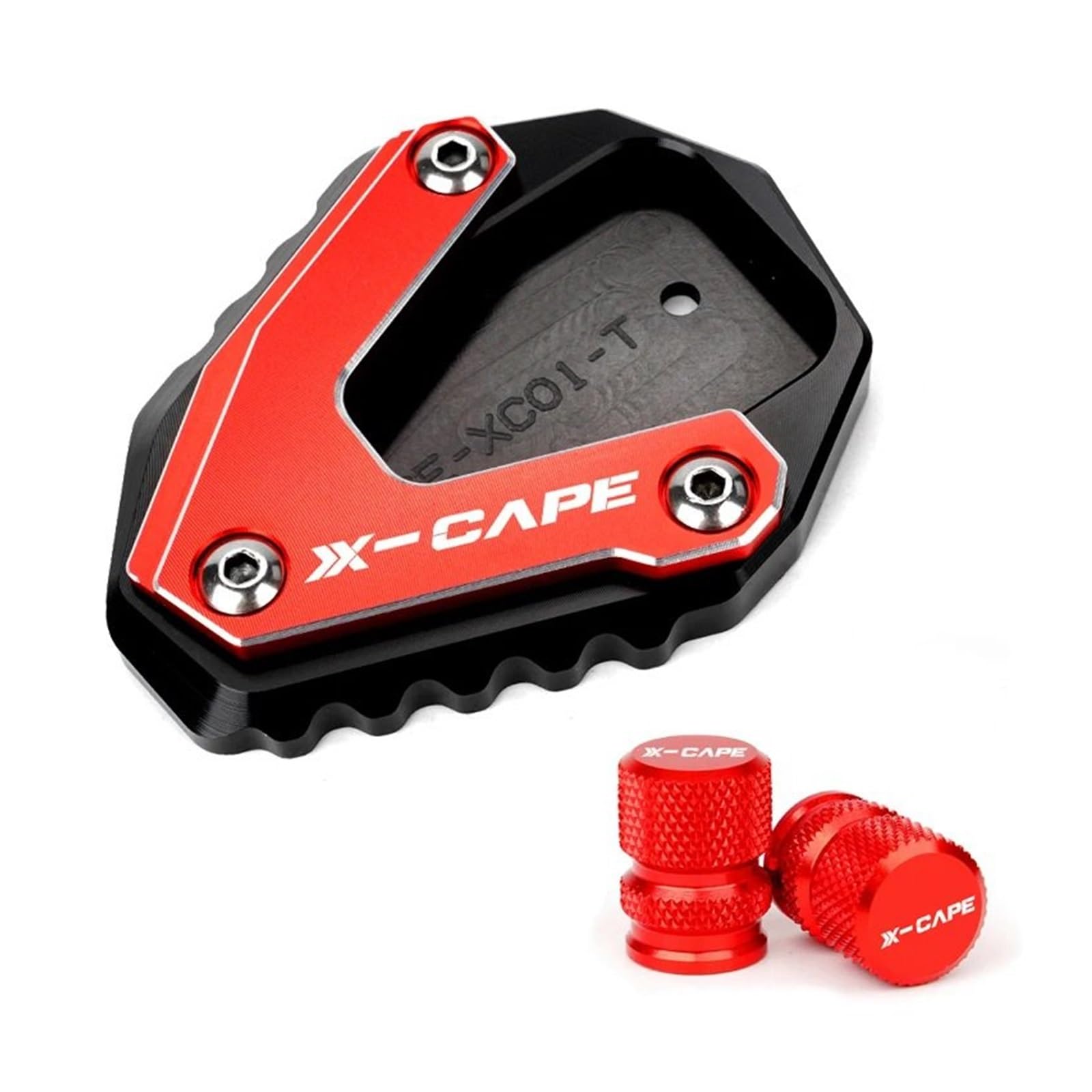 LOFIRY Motorrad Seitenständer Für Moto Morini X-Cape 650 650X 2023 2022 XCape Motorradzubehör Seitenständerverlängerung Kickstand Anti-Rutsch-Pad Ventilkappen(A Set red) von LOFIRY