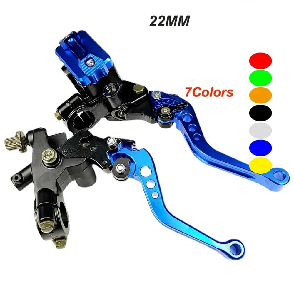 22 mm CNC-hydraulischer Hauptzylinder-Kupplungsbremspumpenhebel Kompatibel mit universellen Motorrad-Handgriff, kompatibel mit verschiedenen Marken(1Pair Blue) von LOGFDPYM