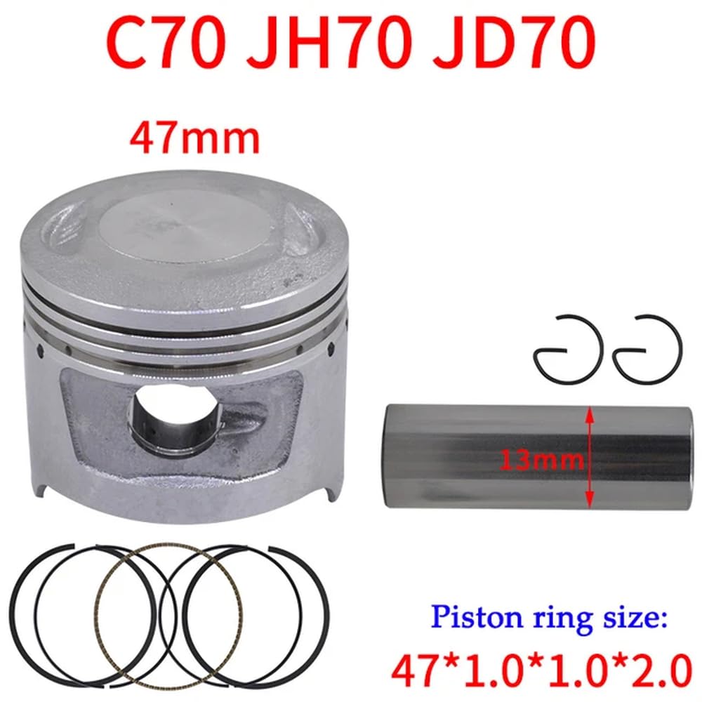 70cc 47mm 13mm Motorrad Motor Kolben Kit kompatibel mit JH70 Lifan ATV Quad Bike Dirt Bike 2HH-126(Piston kit) von LOGFDPYM