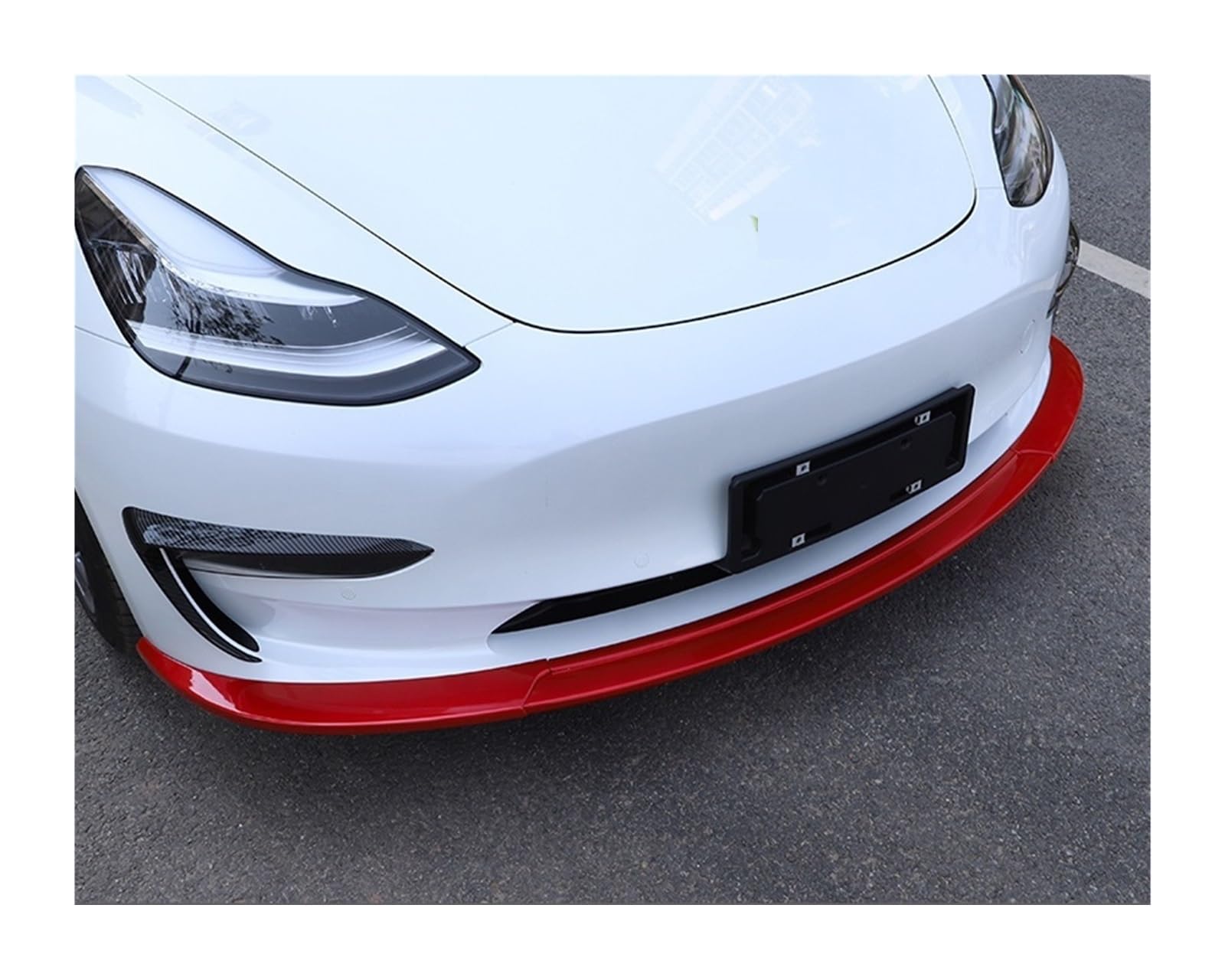 3 stücke Auto Vorderen Stoßfänger Lip Body Kit Spoiler ABS Auto Zubehör Auto Splitter Kompatibel for Tesla Modell 3 2017-2021 Dropship(M3 Red) von LOHBJCD