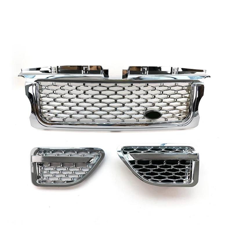 LOHBJCD Auto-Frontstoßstangengrill, Netzgrill, kompatibel mit Land Rover Range Rover Sport 2006–2009, L320, Seitenschlitzabdeckung, 6 Farben, ein Set(Plating silver) von LOHBJCD