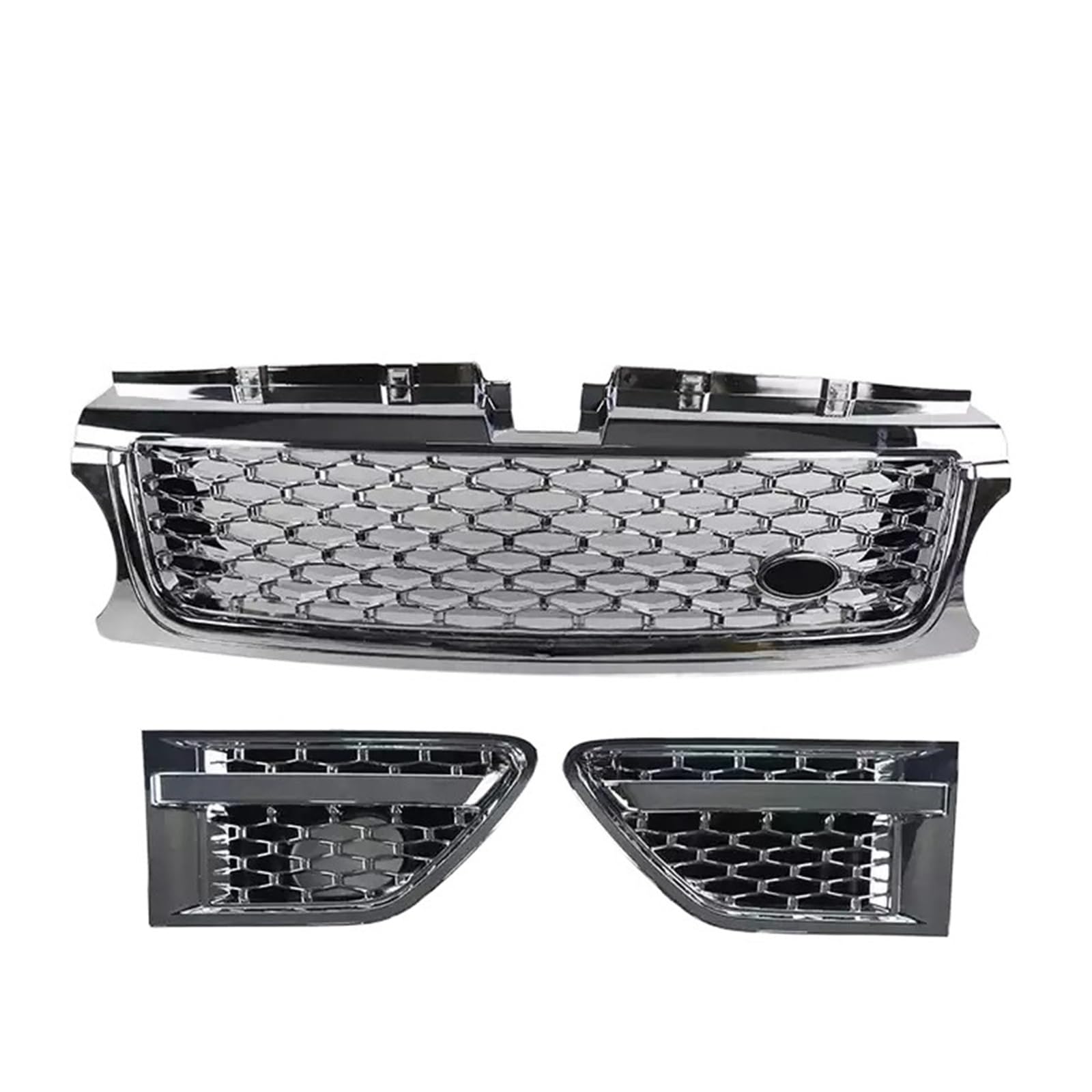 LOHBJCD Kompatibel for Land Rover Range Rover Sport 2010–2013 L320, Auto-Frontstoßstangengrill, 3 Stück, ABS-Seitenschlitz-Abdeckung, Grills, Auto-Zubehör(Plating silver) von LOHBJCD