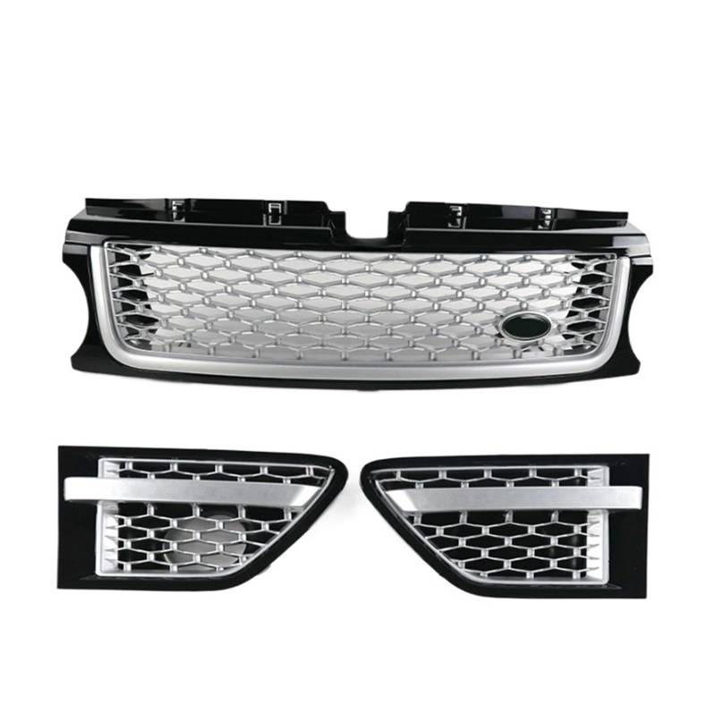 LOHBJCD Kompatibel for Land Rover Range Rover Sport 2010–2013 L320, Auto-Frontstoßstangengrill, 3 Stück, ABS-Seitenschlitz-Abdeckung, Grills, Auto-Zubehör(Silver black) von LOHBJCD