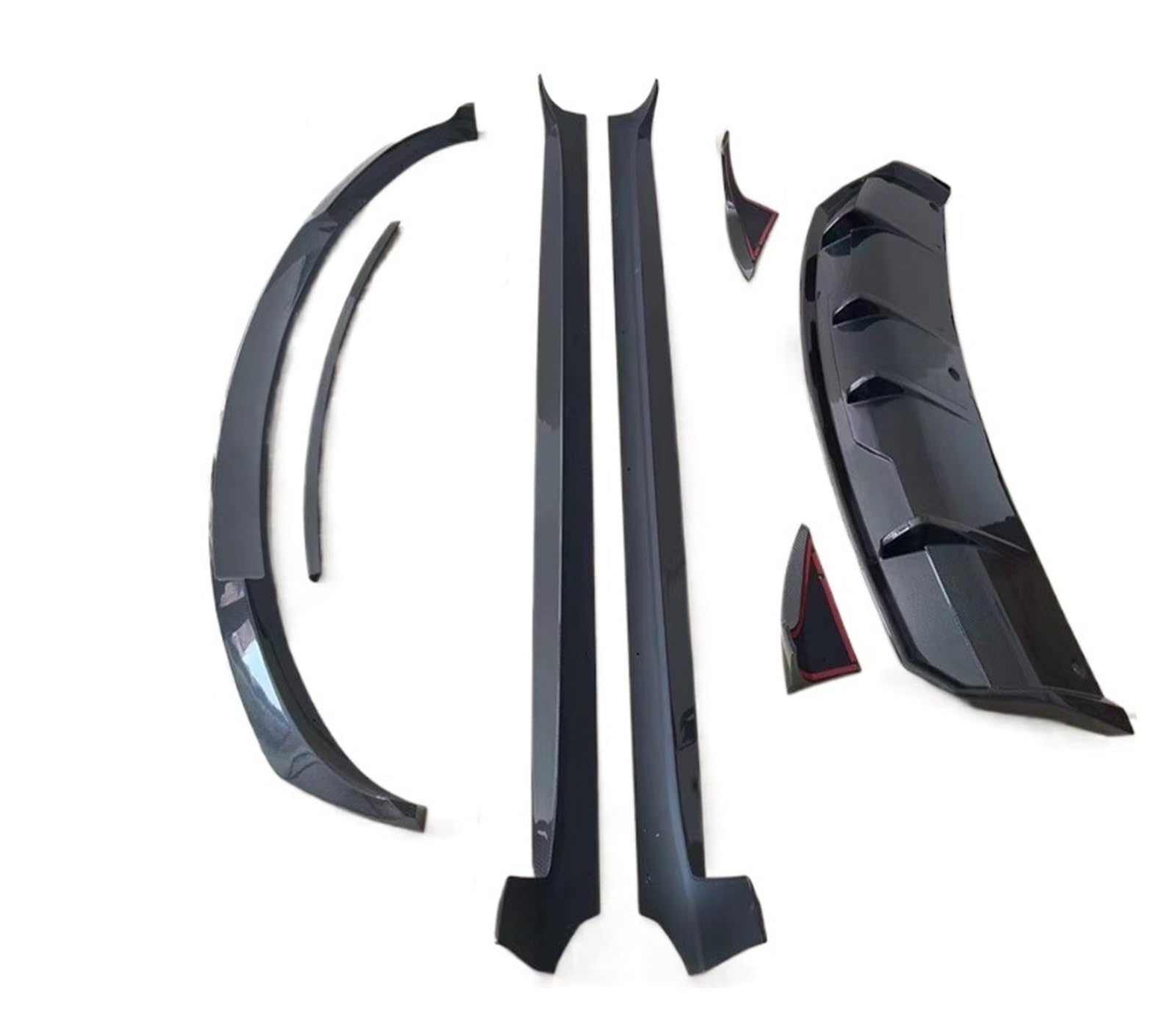 Real Carbon Fiber Kompatibel for Tesla Modell 3 2017-2022 Front Lip Hinten Diffusor Stoßstange Körper Seite Rock Spoiler RZ Stil Kit(A Set of) von LOHBJCD