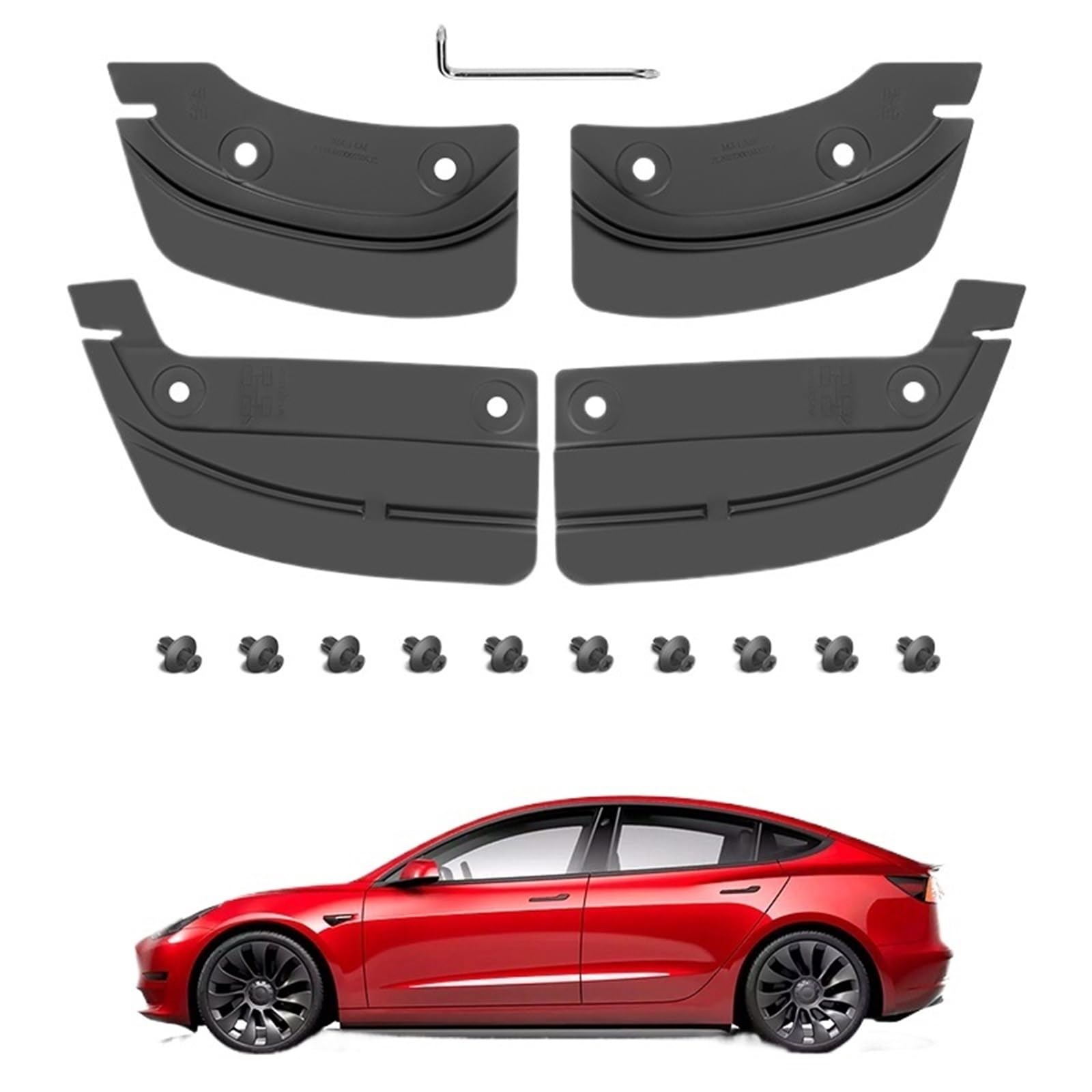 Auto-Kotflügel Weiche Schmutzfänger/Passend for Tesla Model Y 3 TPE-Spritzschutz, Schutz vor Schmutz am Kotflügel, keine Bohrarbeiten erforderlich, Montage vorn und hinten, Kotflügel Radlauf Verbrei von LOHWSTRFG