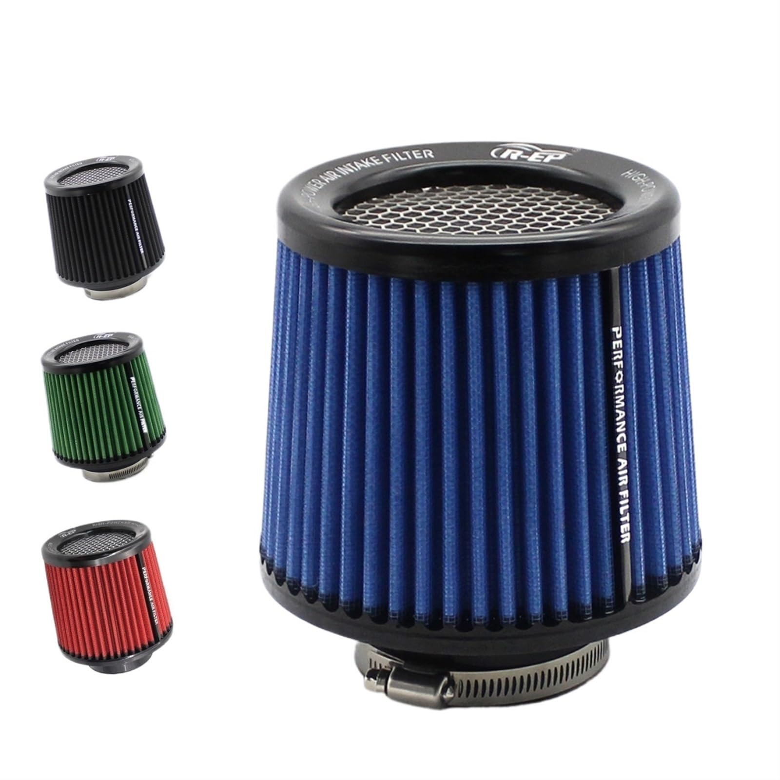 Auto-Luftfilter 63 mm 76 mm High Flow Kaltkegel-Luftansaugfilter 2,5 Zoll 3 Zoll Universal/Passend for Rennsportwagenmotor-Luftansaugrohre, waschbar Luftfilter Für PKW(63mm Green) von LOHWSTRFG