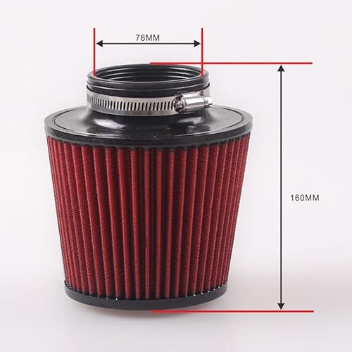 Auto-Luftfilter Autofilter Tragbarer runder konischer Autozubehör-Klemmluftfilter Universeller Autoteil-Autoluftfilter Waschbarer Filter Luftfilter Für PKW(76mm) von LOHWSTRFG