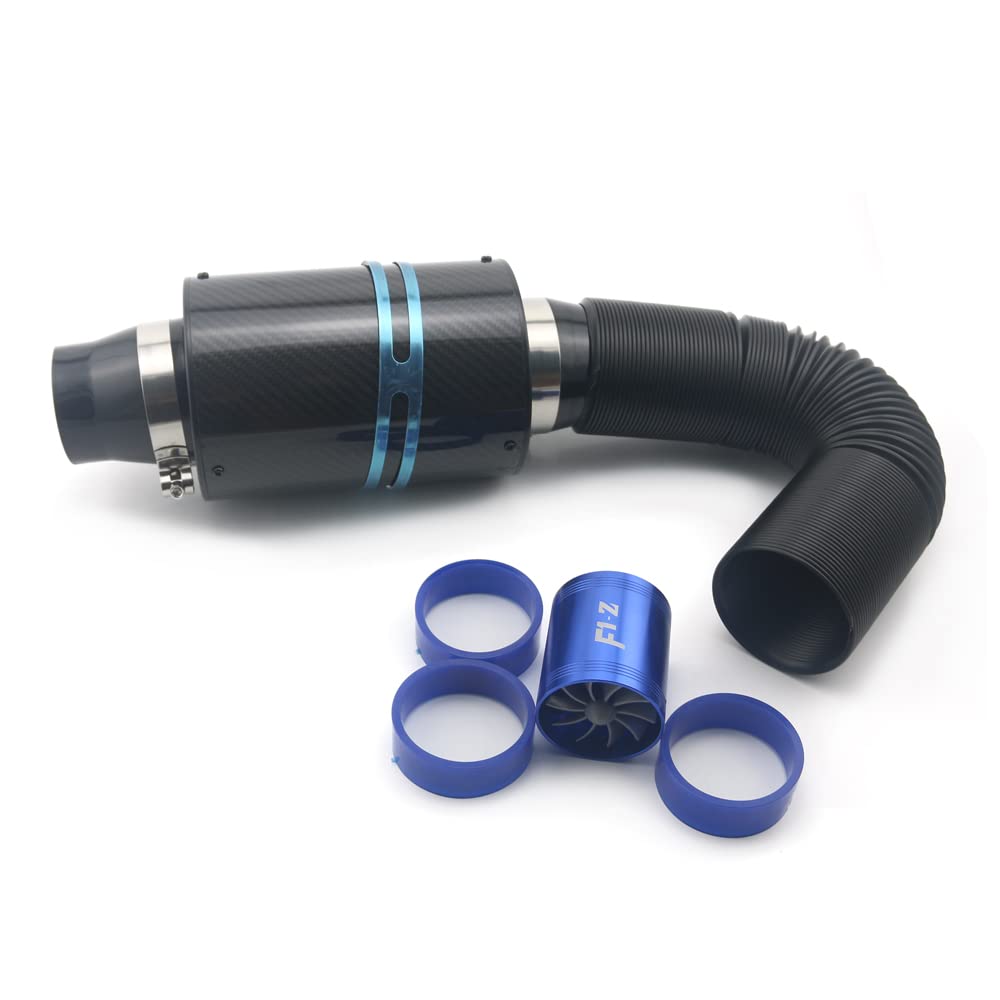 Luftfilter-Ansaugschlauch 1 Set Universal Auto 3 Zoll Carbon Fiber Kaltluftfilter Feed Geschlossene Intake Induktion Rohr Schlauch Kit Universal Ansaugschlauch Luftfilter für(With Fan) von LOHWSTRFG