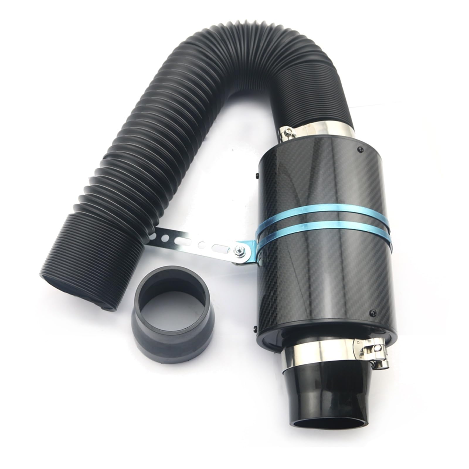 Luftfilter-Ansaugschlauch 1 Set Universal Auto 3 Zoll Carbon Fiber Kaltluftfilter Feed Geschlossene Intake Induktion Rohr Schlauch Kit Universal Ansaugschlauch Luftfilter für von LOHWSTRFG