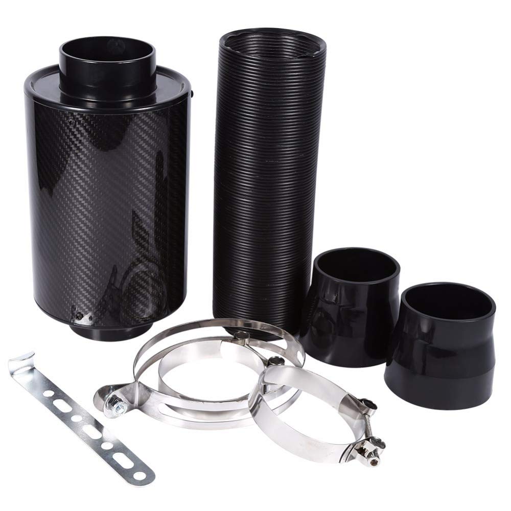 Luftfilter-Ansaugschlauch 1 Set Universal Auto 3 Zoll Carbon Fiber Kaltluftfilter Feed Geschlossene Intake Induktion Rohr Schlauch Kit Universal Ansaugschlauch Luftfilter für von LOHWSTRFG