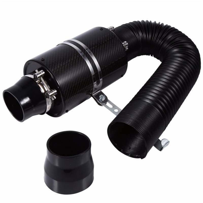 Luftfilter-Ansaugschlauch 1 Set Universal Auto 3 Zoll Carbon Fiber Kaltluftfilter Feed Geschlossene Intake Induktion Rohr Schlauch Kit Universal Ansaugschlauch Luftfilter für von LOHWSTRFG